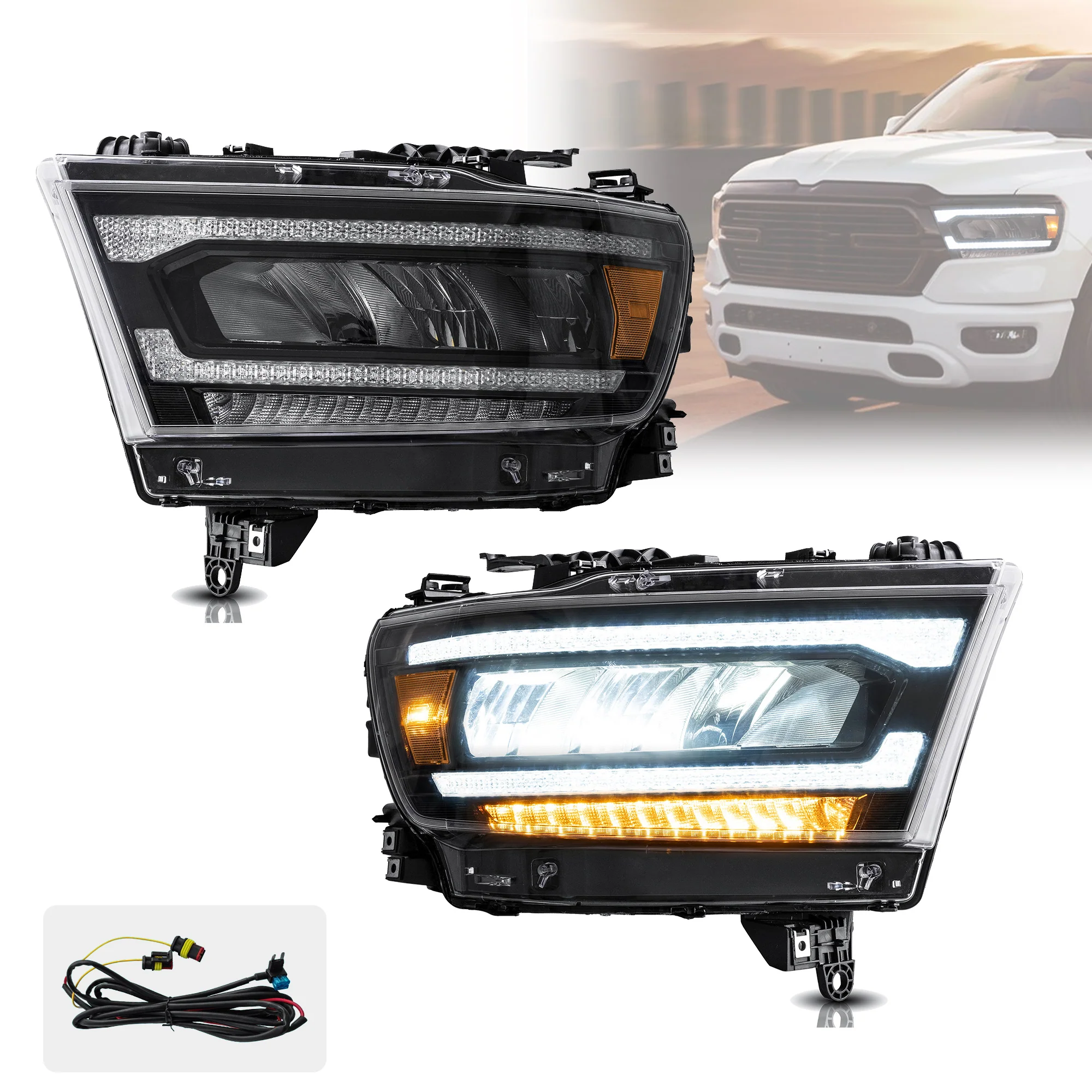 VLAND Full LED/Matrix Projector Headlights For Dodge RAM 1500 2019-UP [DOT. SAE.E-MARK] - Image 3