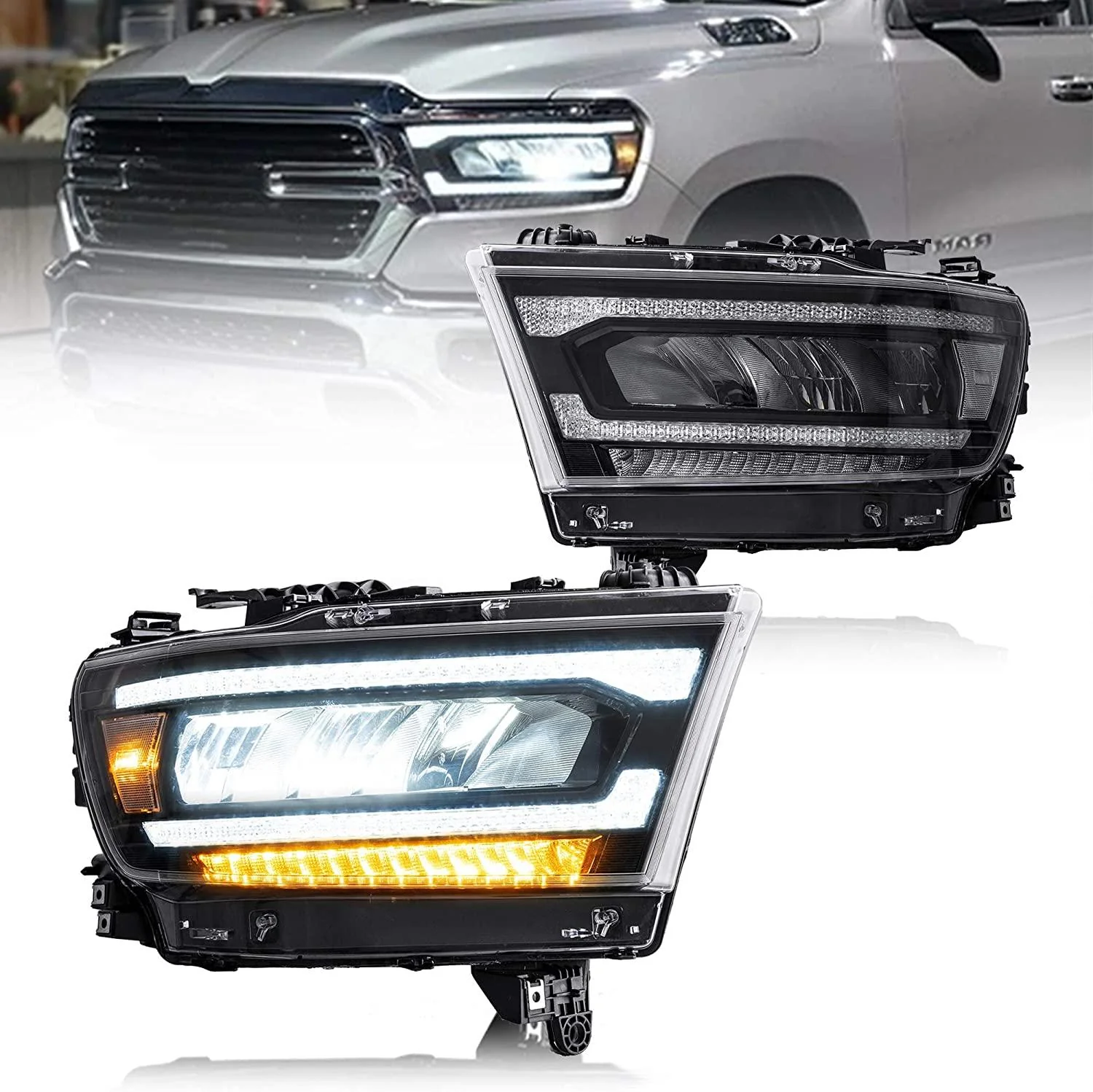 VLAND Full LED/Matrix Projector Headlights For Dodge RAM 1500 2019-UP [DOT. SAE.E-MARK] - Image 4