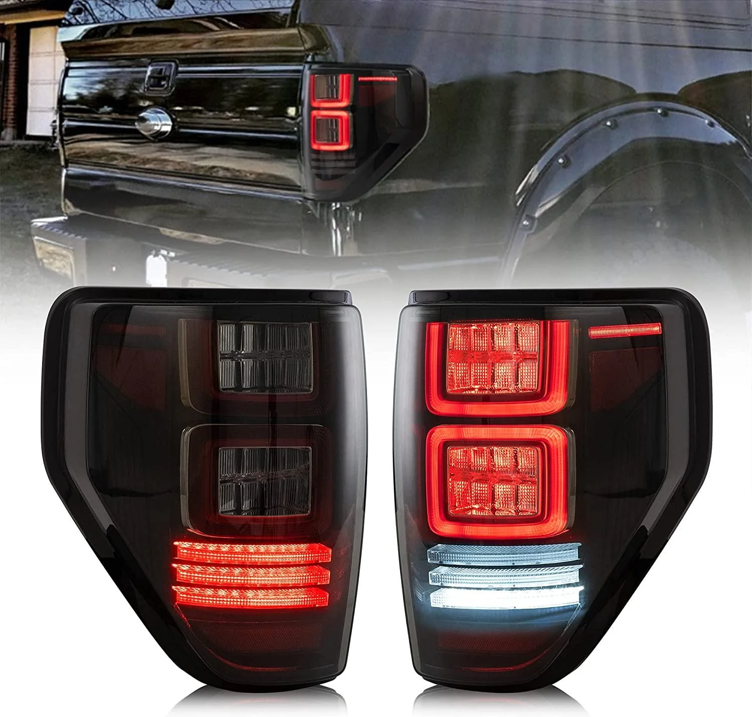 VLAND Full LED Tail Lights For Ford F150 2009-2014 Amber/Red Turn Signal [DOT.] - Image 20