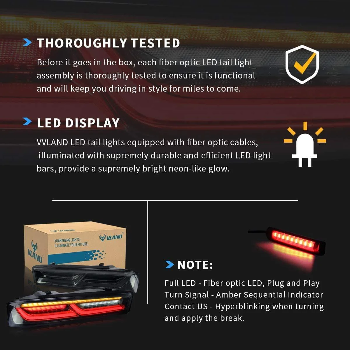 VLAND LED Tail Lights For Chevrolet Camaro 2016-2018 (Fit For European Models) - Image 17