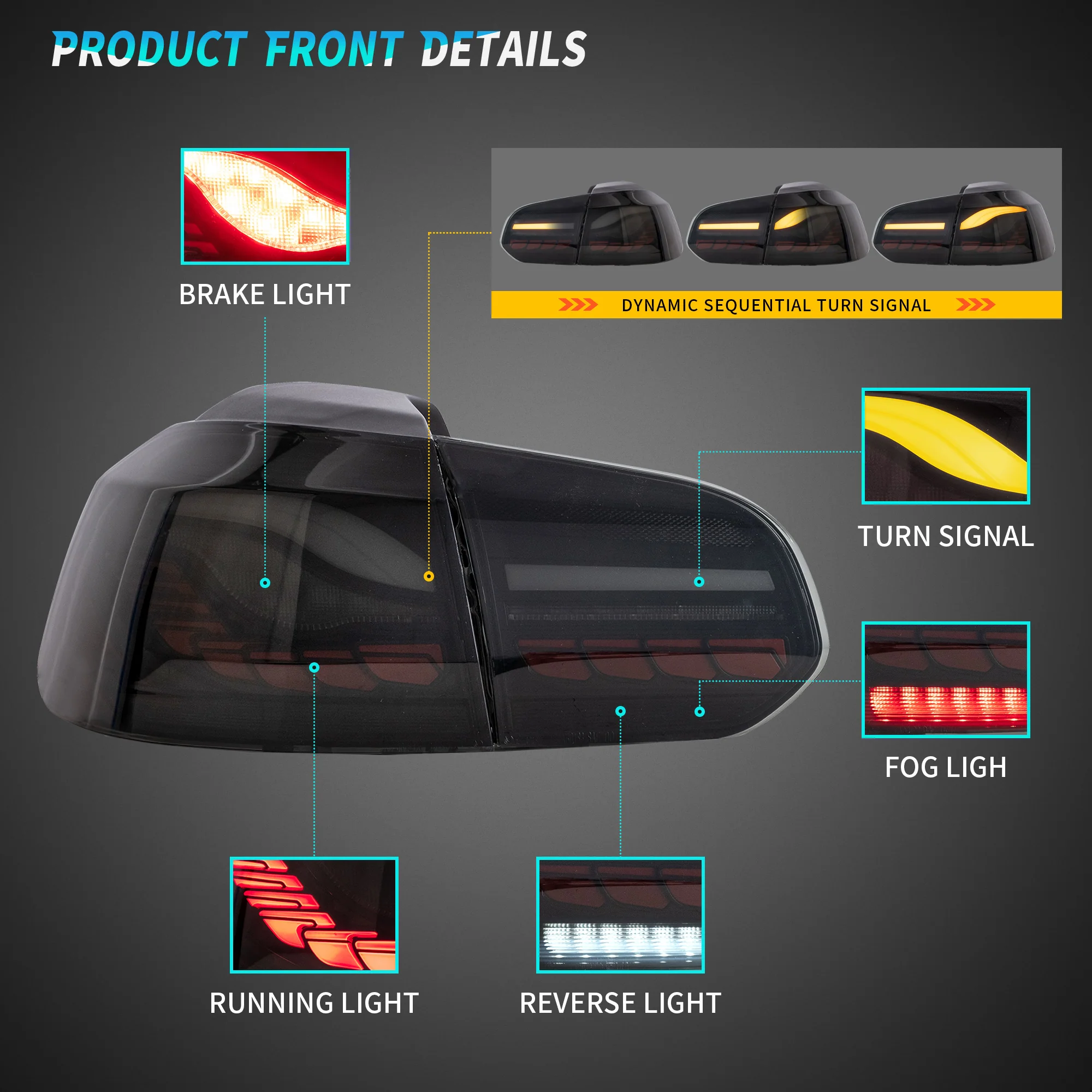 VLAND OLED Tail lights For Volkswagen Golf 6 MK6 2008-2014 With Sequential indicators Turn Signals [E-MARK.] - Image 18