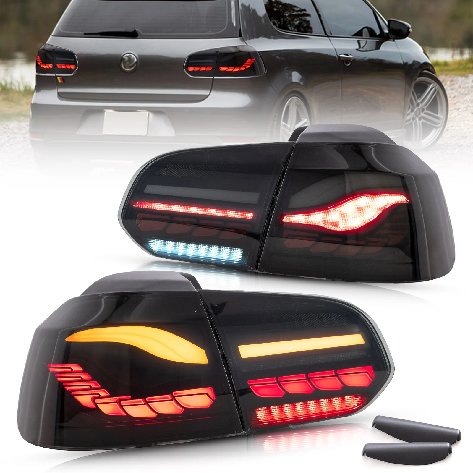 VLAND OLED Tail lights For Volkswagen Golf 6 MK6 2008-2014 With Sequential indicators Turn Signals [E-MARK.] - Image 4