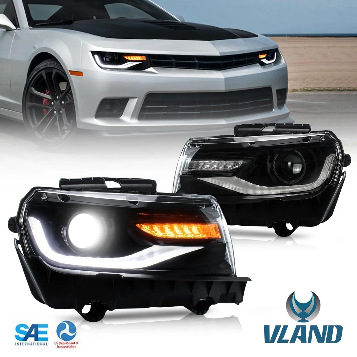 VLAND LED Headlights For Chevy Chevrolet Camaro 2014 2015 [DOT.] - Image 23