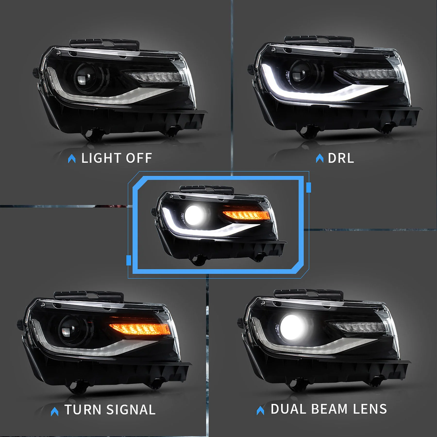 VLAND LED Headlights For Chevy Chevrolet Camaro 2014 2015 [DOT.] - Image 5