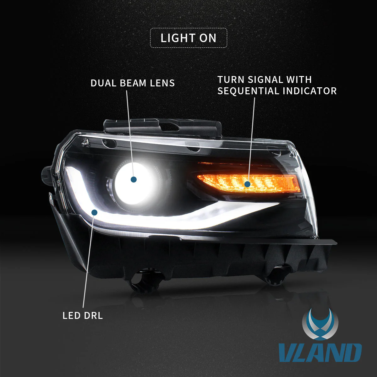 VLAND LED Headlights For Chevy Chevrolet Camaro 2014 2015 [DOT.] - Image 8