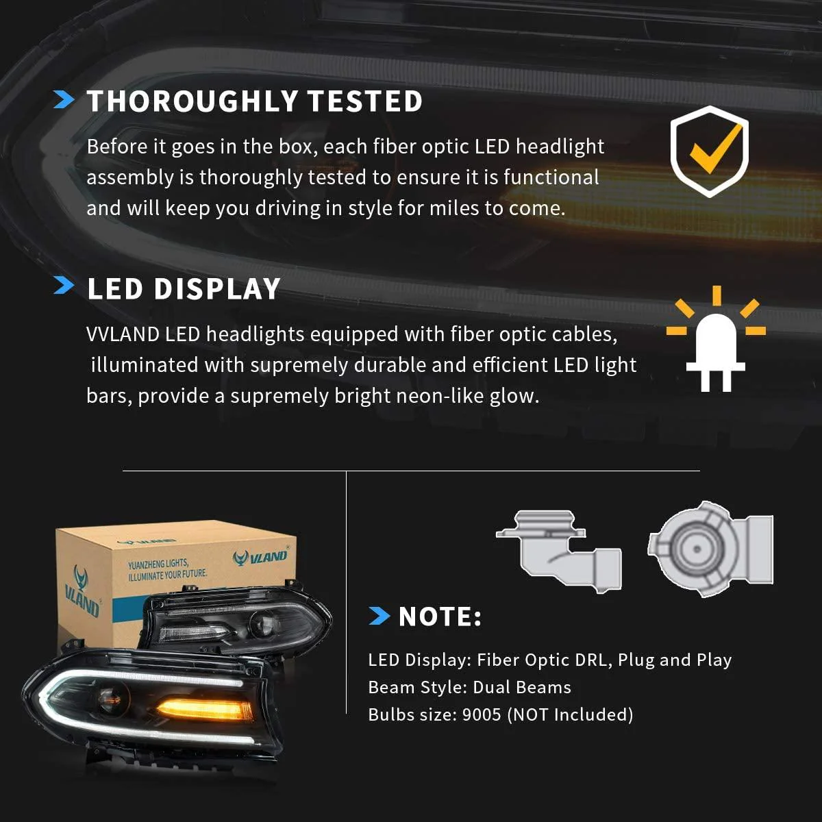 VLAND LED Headlights For Dodge Charger 2015-UP OEM Factory Front Lights Assembly - Image 17