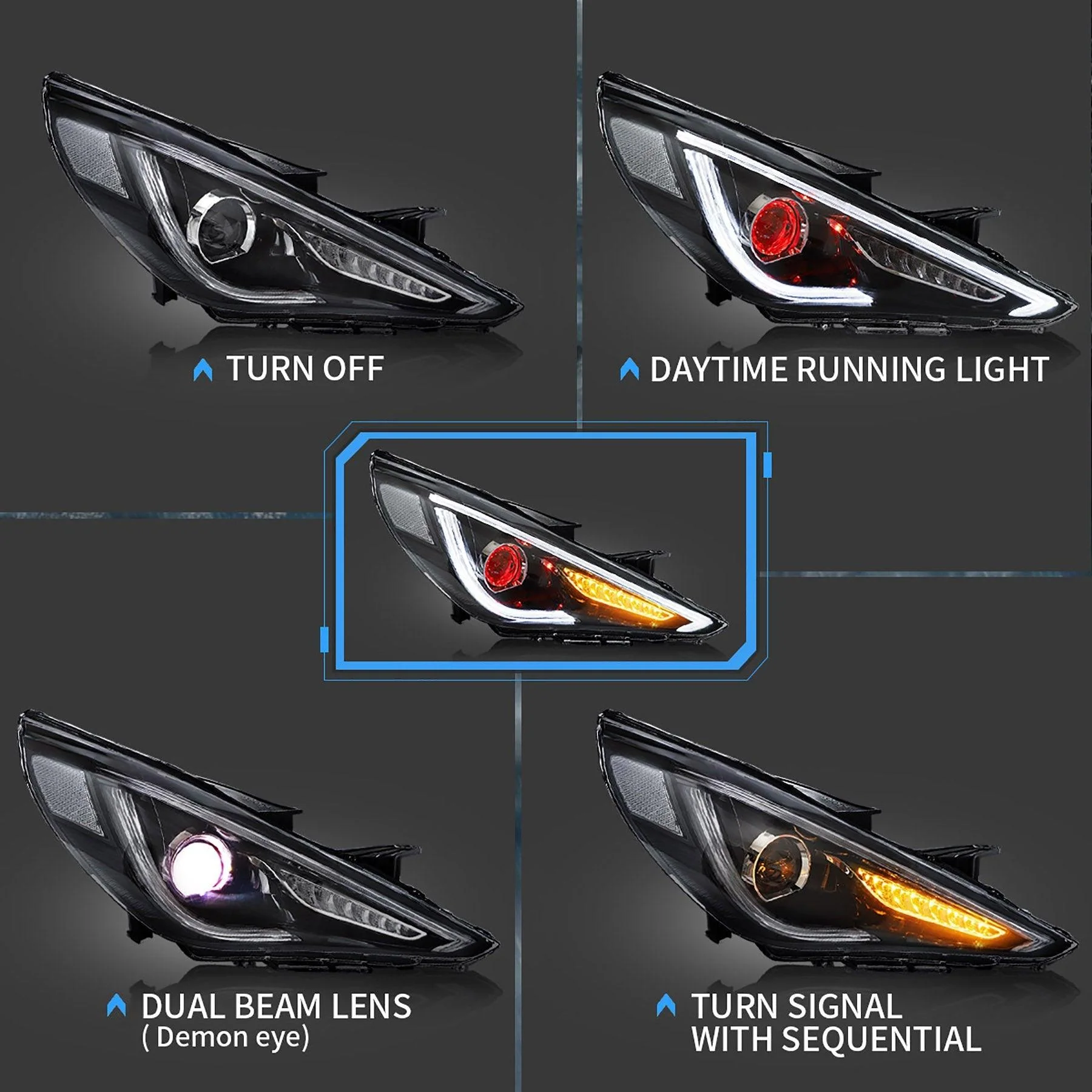 VLAND Headlights For Hyundai Sonata 2011-2014 Aftermarket Front Lights - Image 8