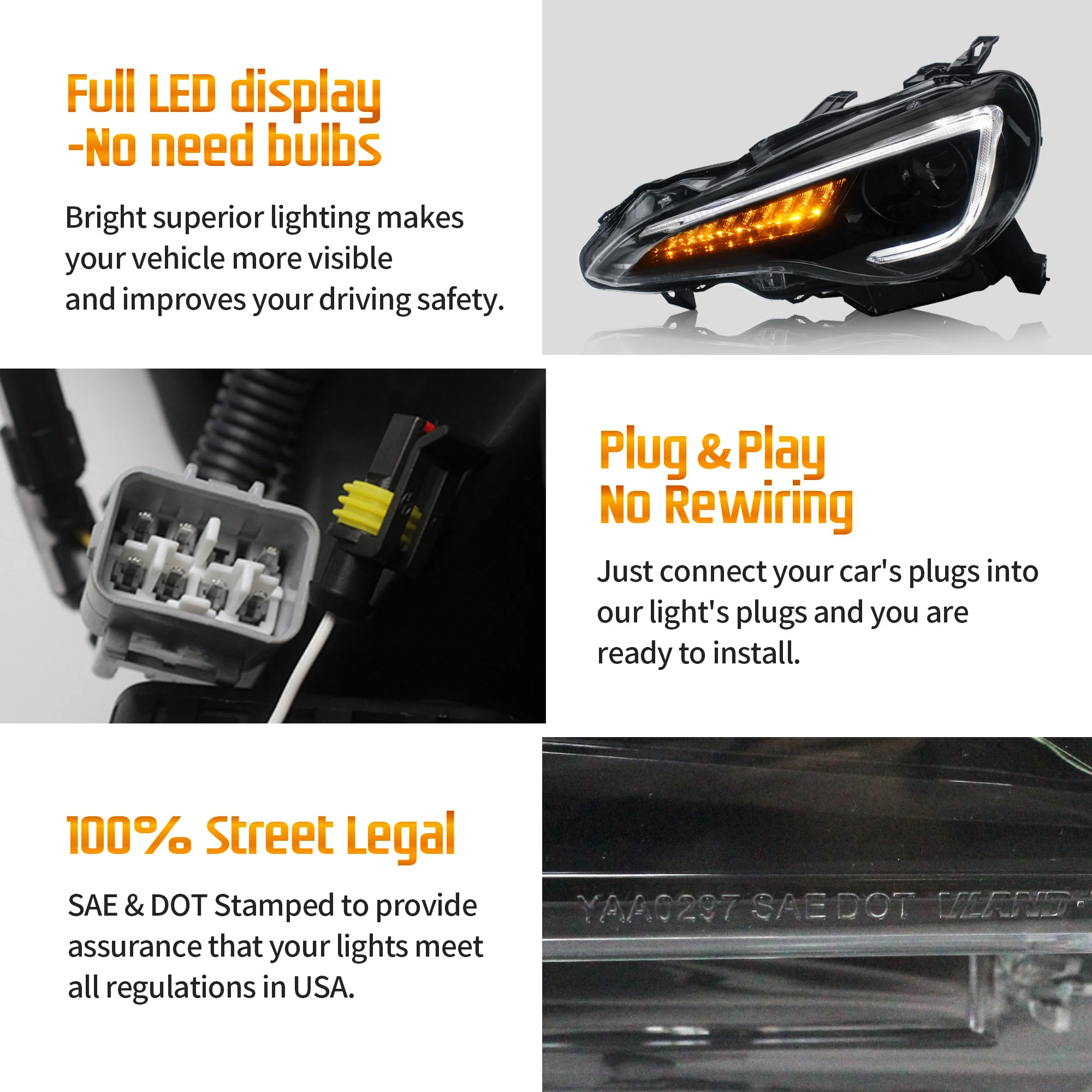 VLAND LED Headlights For Toyota 86/Subaru BRZ/Scion FR-S First Gen ZN6/ZC6 2012-2020 - Image 14