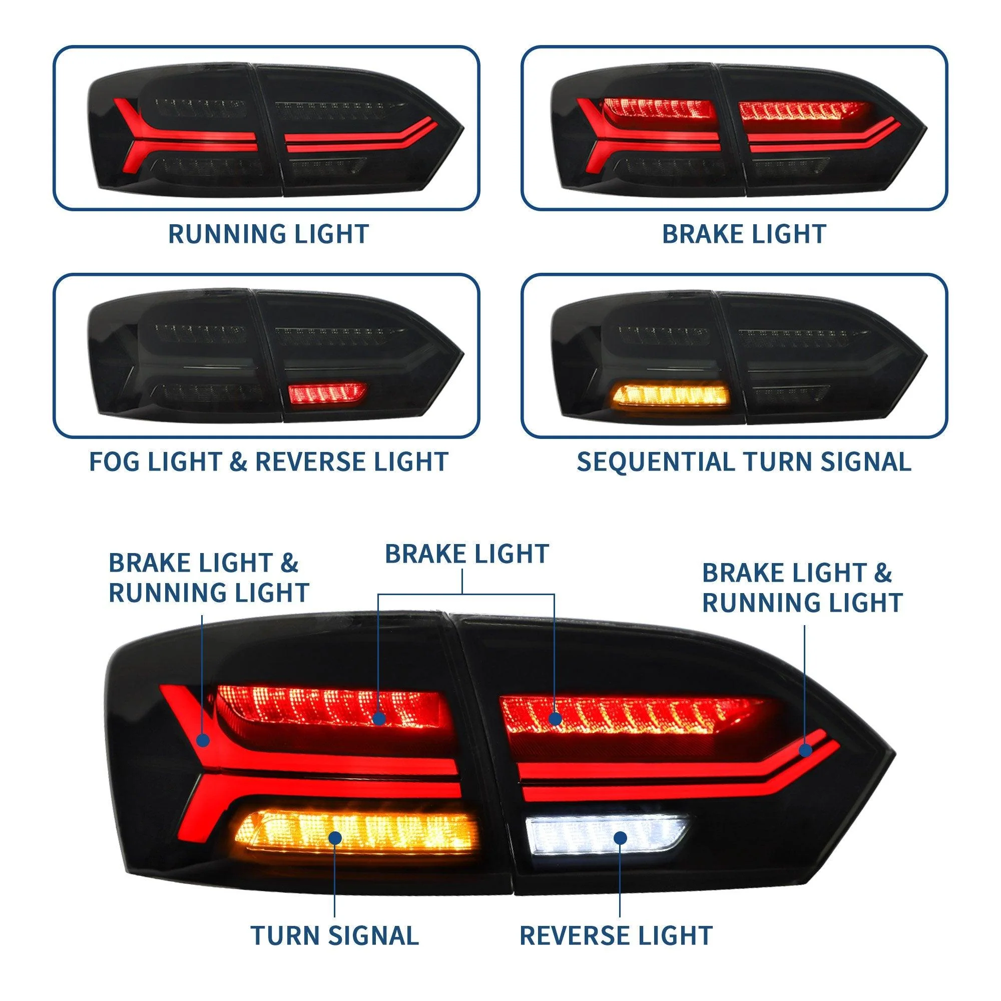 VLAND LED Demon Eye Headlights and Tail Lights For Volkswagen(VW) Jetta MK6 2011-2014 - Image 5