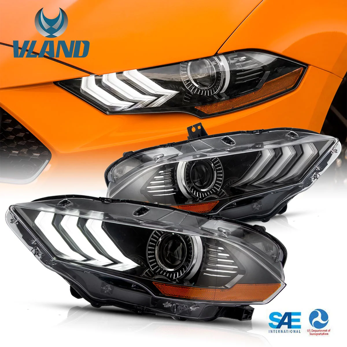 VLAND LED Projector Headlights For Ford Mustang GT and EcoBoost Models 2018-2023 - Image 11
