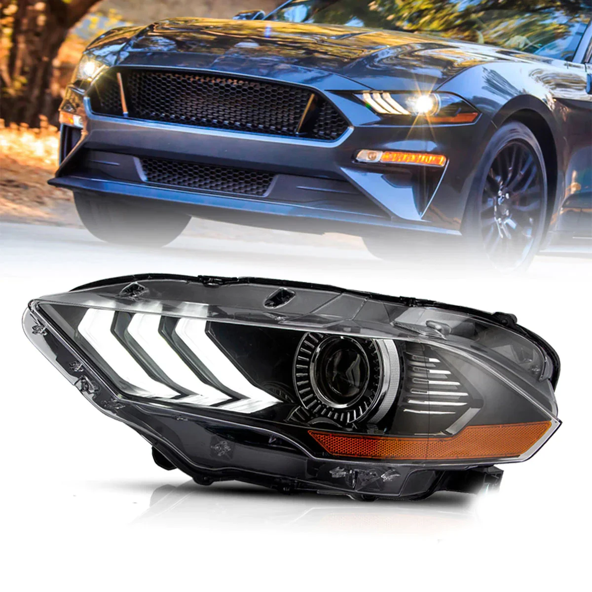 VLAND LED Projector Headlights For Ford Mustang GT and EcoBoost Models 2018-2023 - Image 19