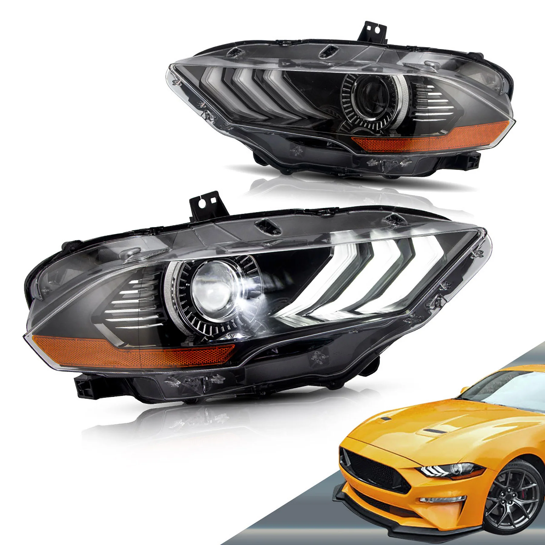 VLAND LED Projector Headlights For Ford Mustang GT and EcoBoost Models 2018-2023 - Image 3