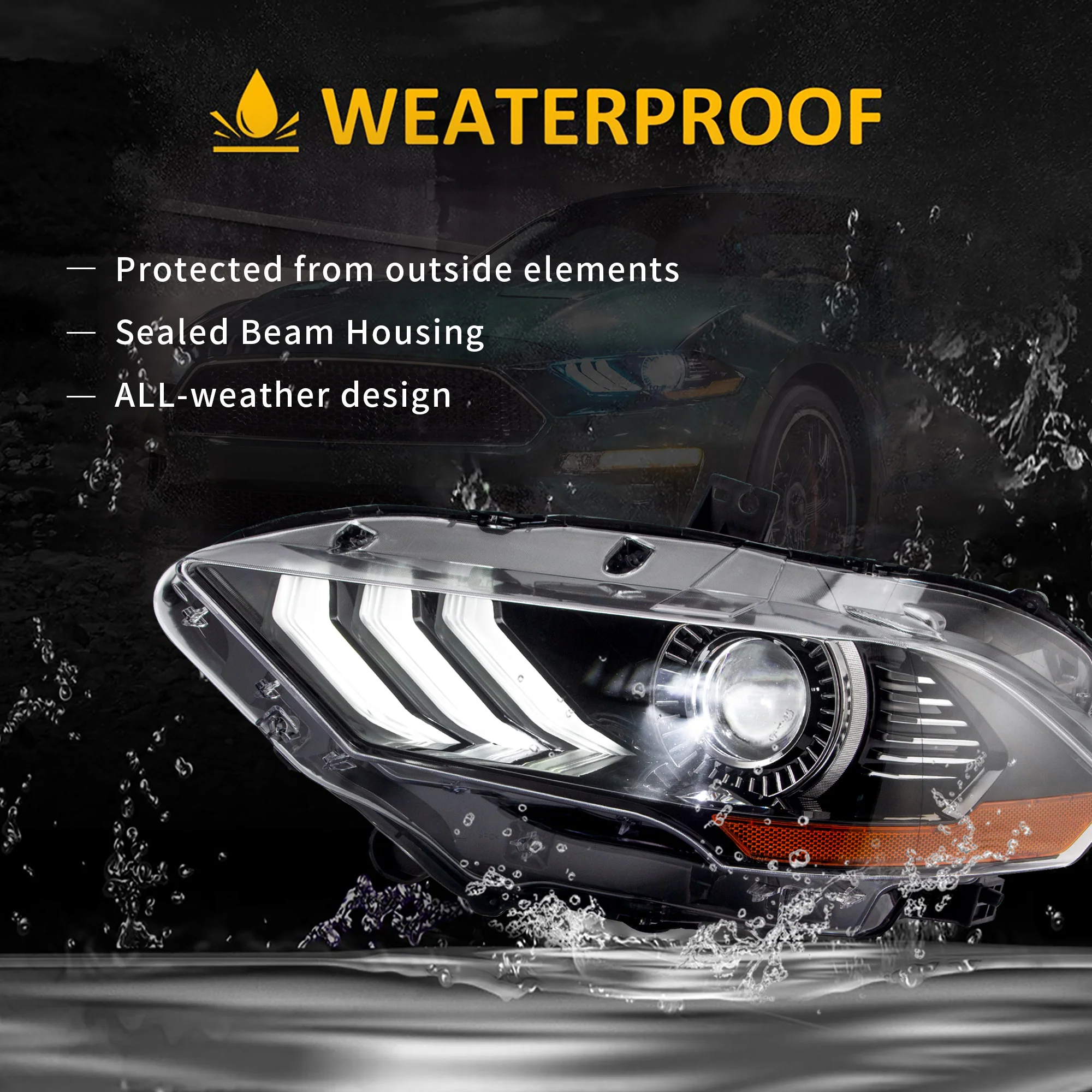 VLAND LED Projector Headlights For Ford Mustang GT and EcoBoost Models 2018-2023 - Image 5