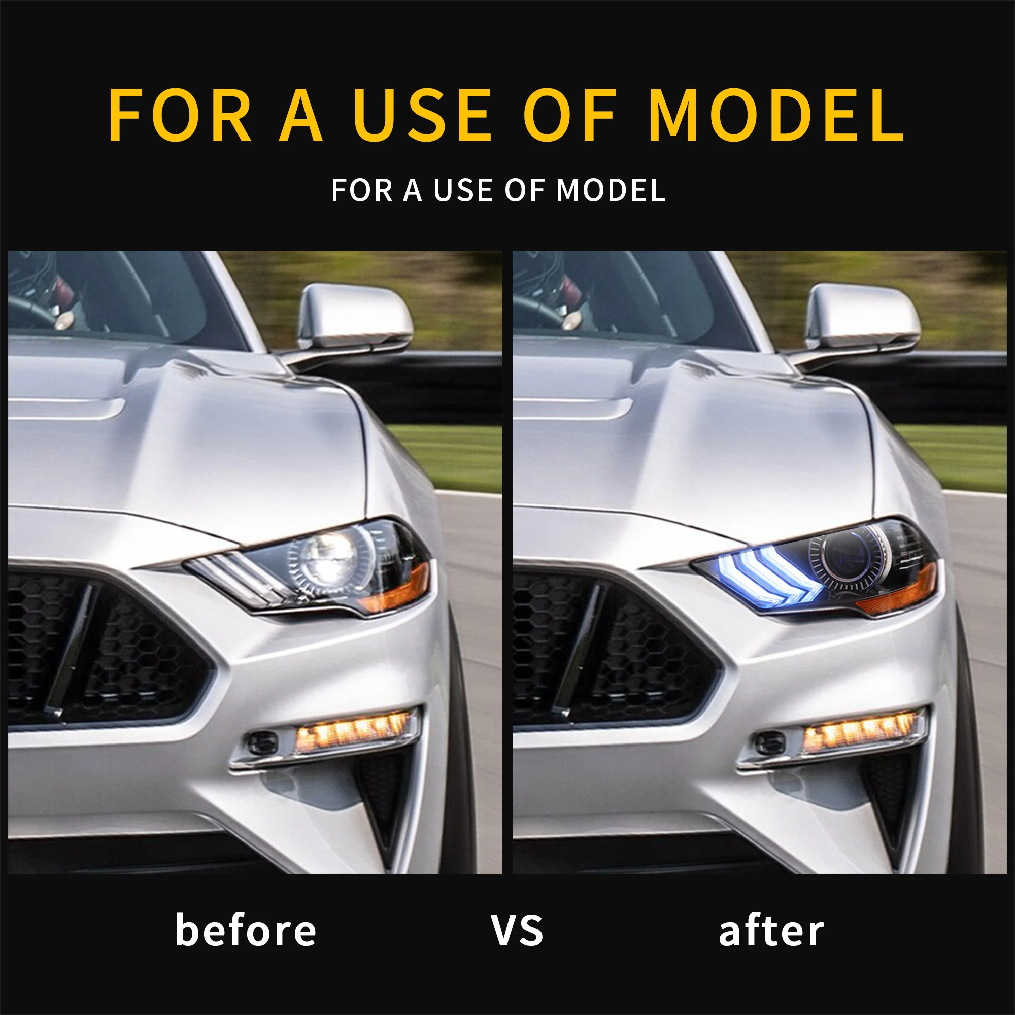 VLAND LED Projector Headlights For Ford Mustang GT and EcoBoost Models 2018-2023 - Image 6