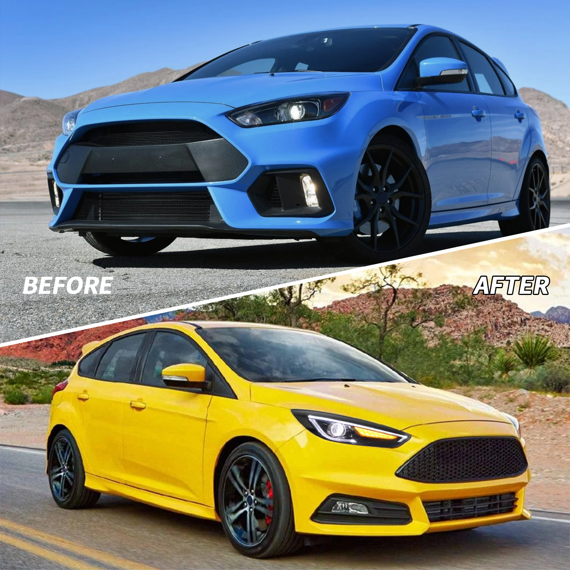 VLAND LED Demon Eye Headlights For Ford Focus 2015-2017 With Sequential Indicators Turn Signals - Image 12