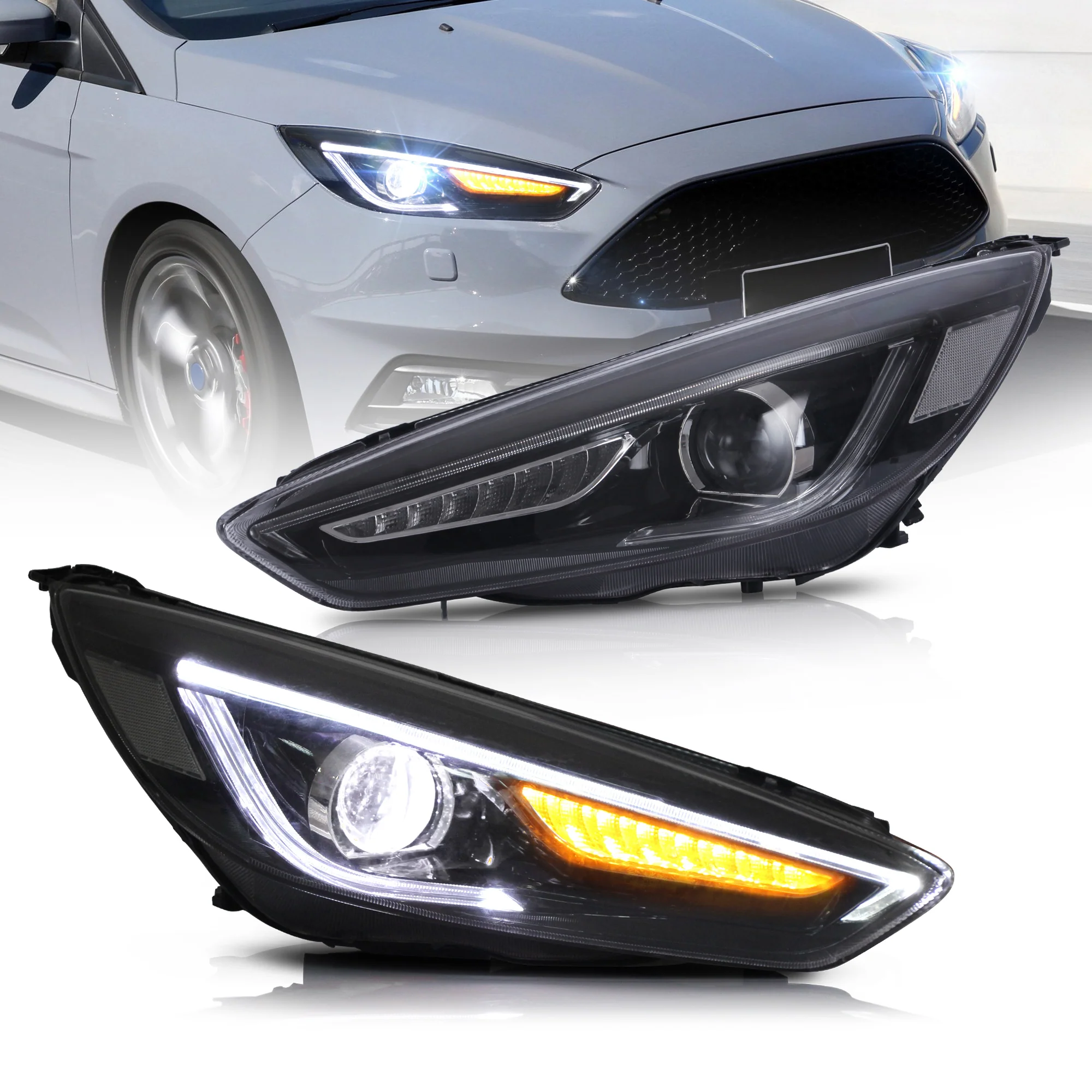 VLAND LED Demon Eye Headlights For Ford Focus 2015-2017 With Sequential Indicators Turn Signals - Image 4