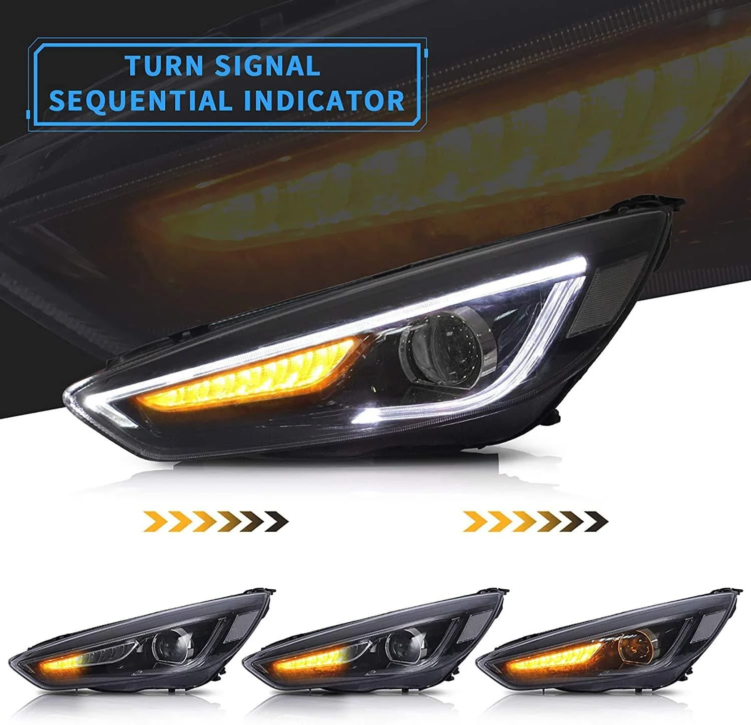 VLAND LED Demon Eye Headlights For Ford Focus 2015-2017 With Sequential Indicators Turn Signals - Image 8