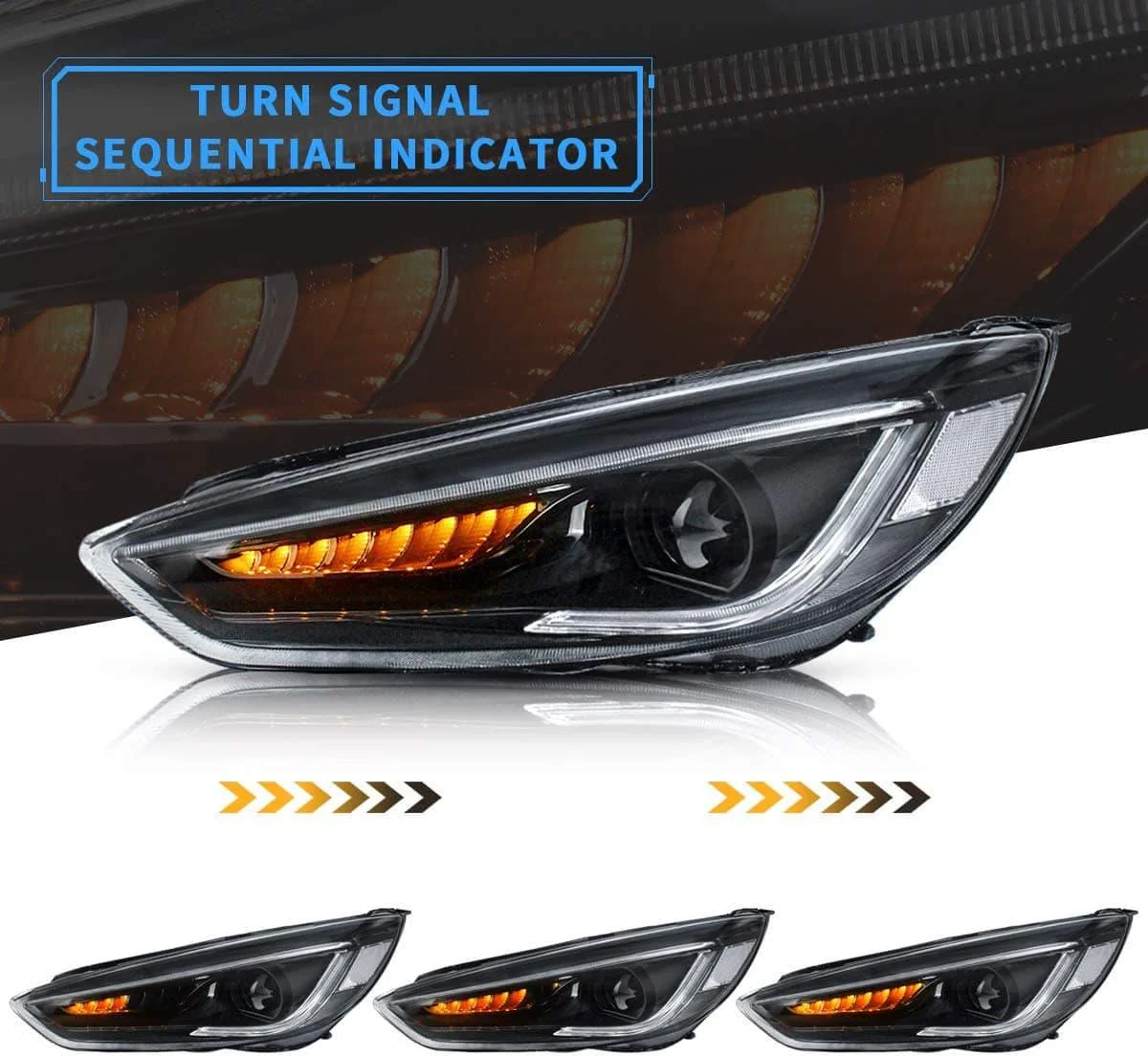 VLAND LED Demon Eye Headlights For Ford Focus 2015-2017 With Sequential Indicators Turn Signals - Image 9