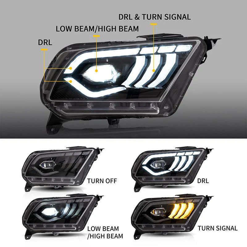 VLAND LED Dual Beam Headlights For Ford Mustang 2010-2014 [SAE. DOT.] - Image 5