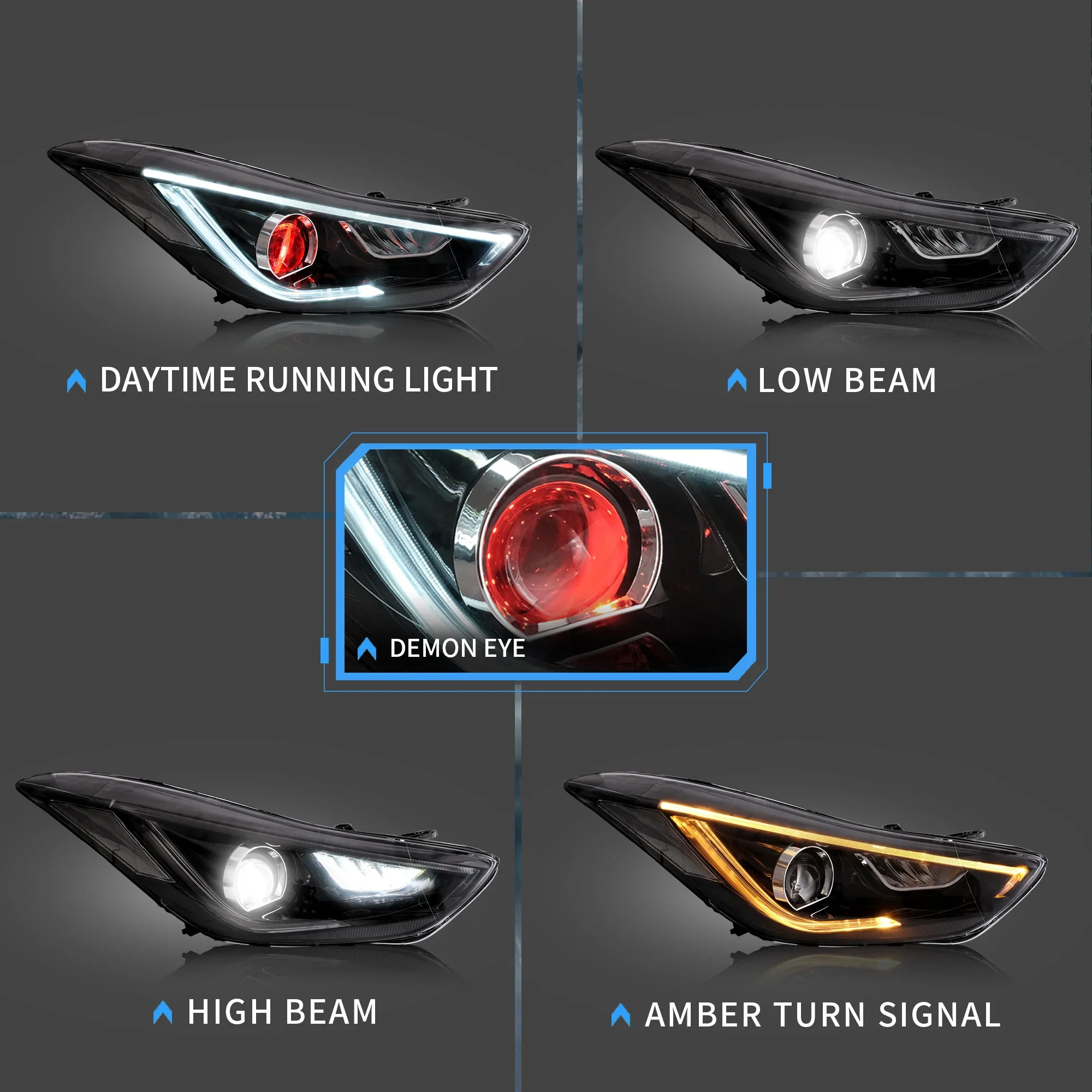 VLAND LED Headlights For Hyundai Elantra Sedan [Fifth Gen] 2011-2015 & Avante MD Coupe 2013-2014 Front Lights - Image 6