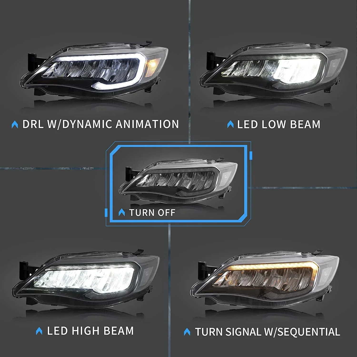 VLAND LED Headlights For Subaru Impreza 2008-2011 / WRX 2008-2014 - Image 3