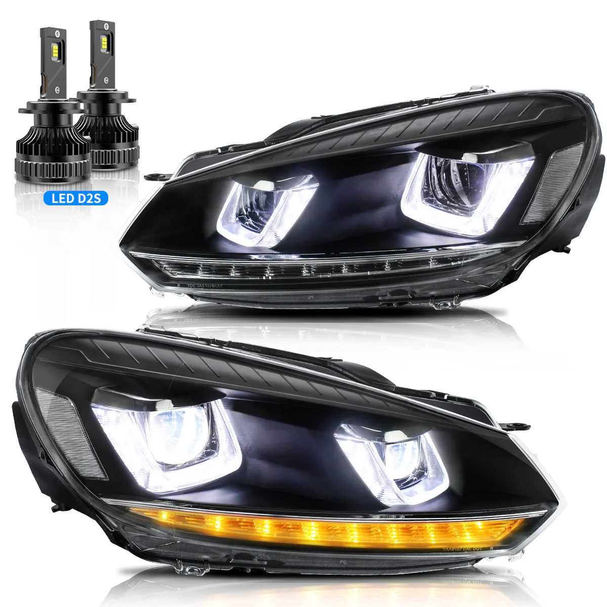 VLAND LED Headlights For Volkswagen(VW) Golf 6 Mk6 2008-2014 With Sequential [E-MARK] - Image 26