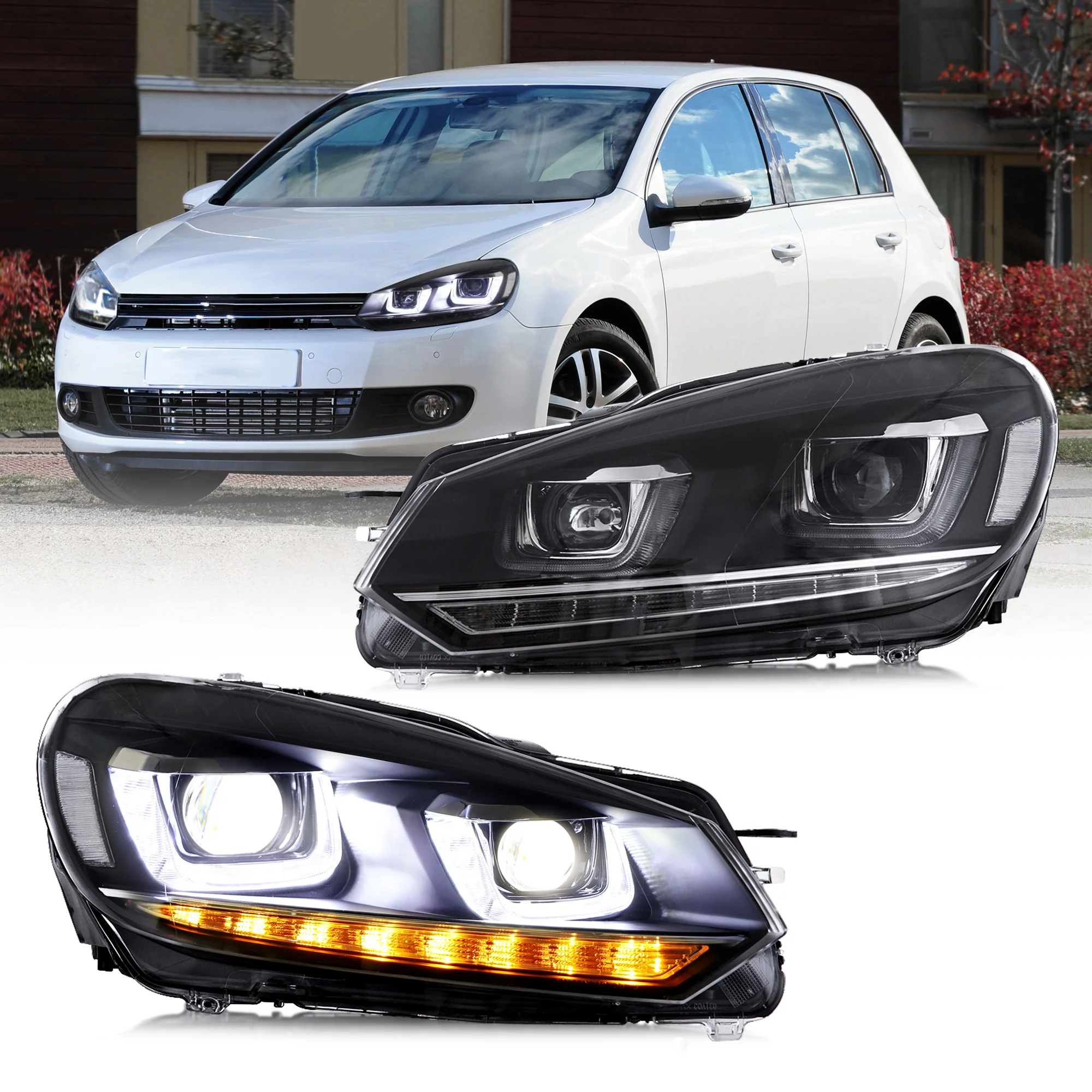 VLAND LED Headlights For Volkswagen(VW) Golf 6 Mk6 2008-2014 With Sequential [E-MARK] - Image 4