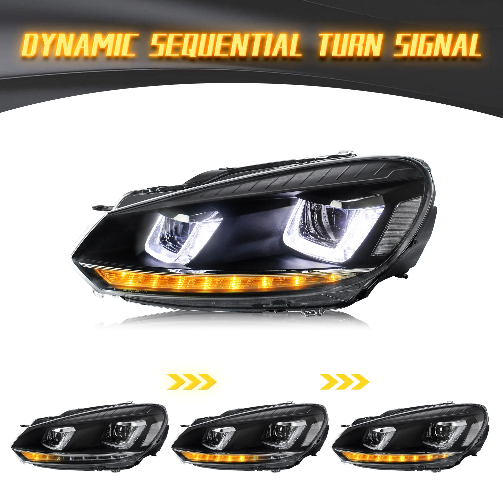 VLAND LED Headlights For Volkswagen(VW) Golf 6 Mk6 2008-2014 With Sequential [E-MARK] - Image 7
