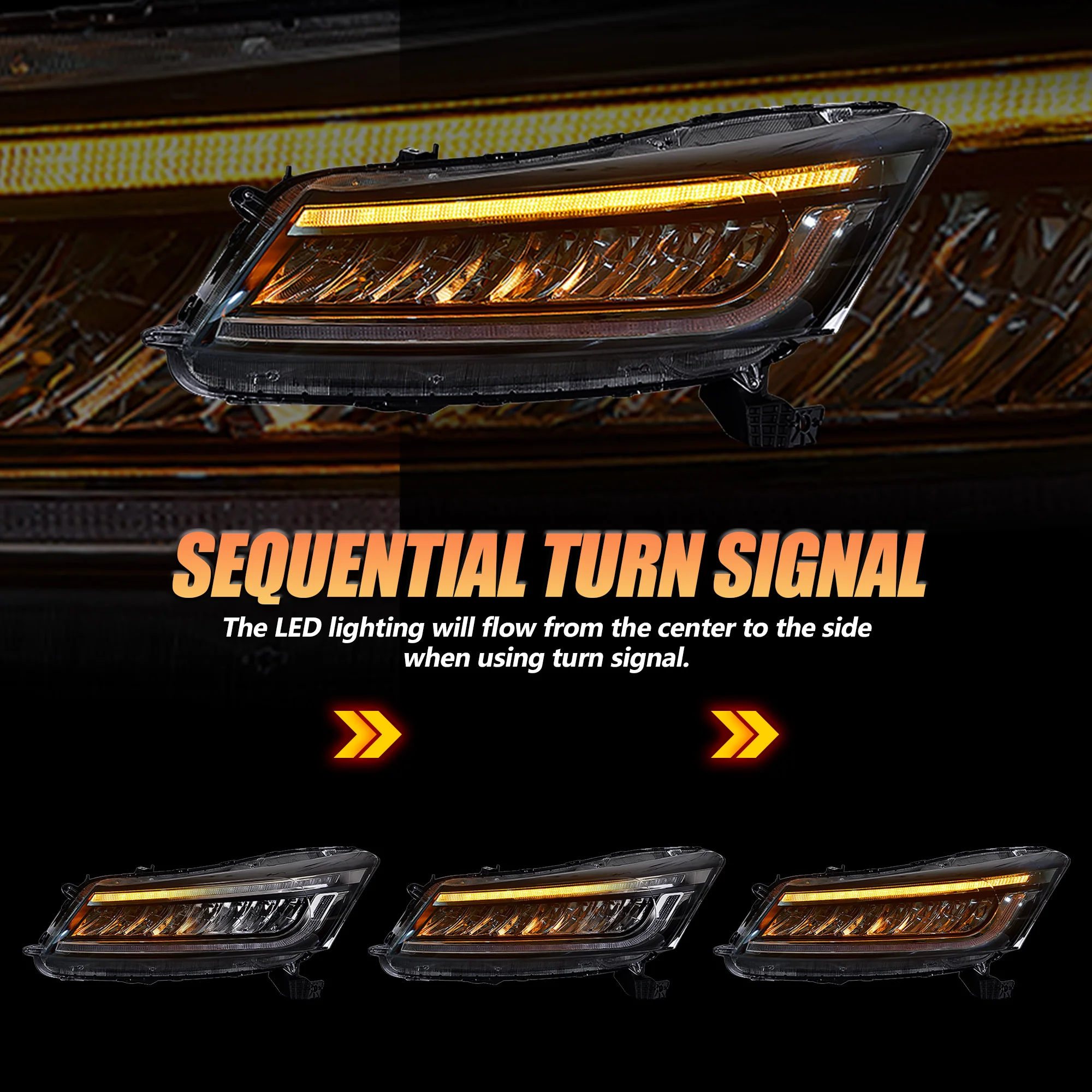 VLAND LED Headlights Honda Accord 2008-2012 8th Gen (NOT FOR 2-DOOR COUPE) With Blue Animation DRL - Image 3