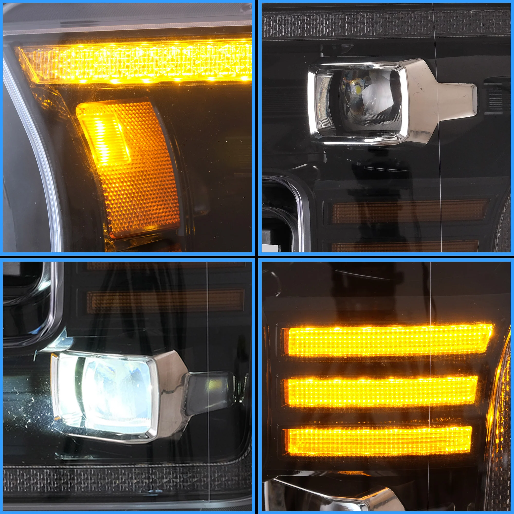 VLAND Full LED Headlights For Ford F150 13th Gen Pickup 2015-2017 / F150 SVT RAPTOR 2016-2021 With Amber DRL [DOT.] - Image 11