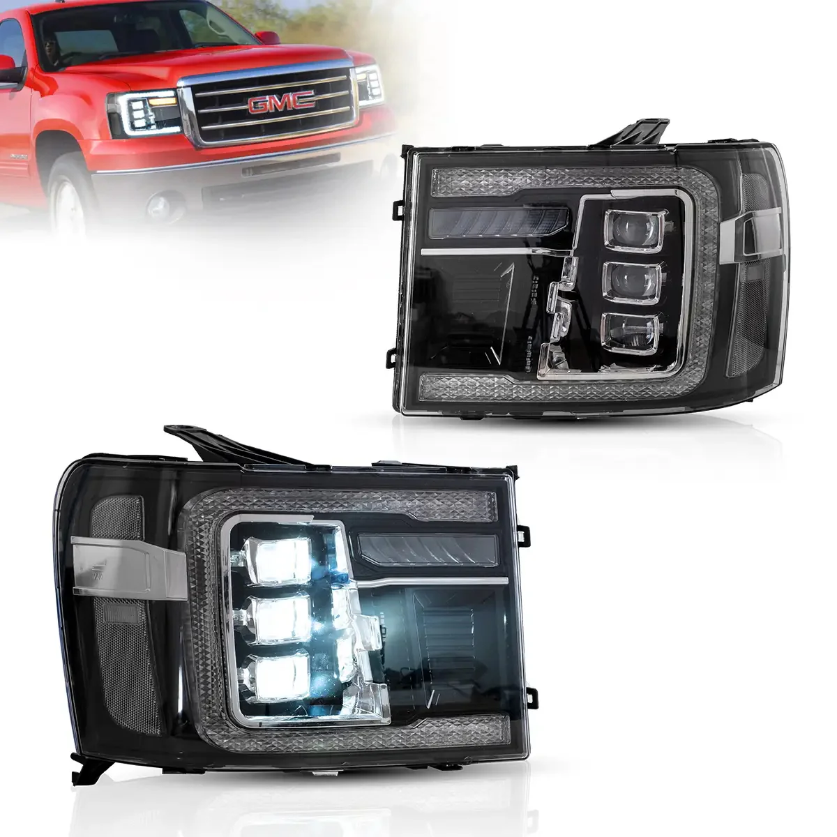 VLAND LED Projector Headlights For GMC Sierra 1500 2500HD 3500HD 2007-2014 With Dynamic DRL - Image 3