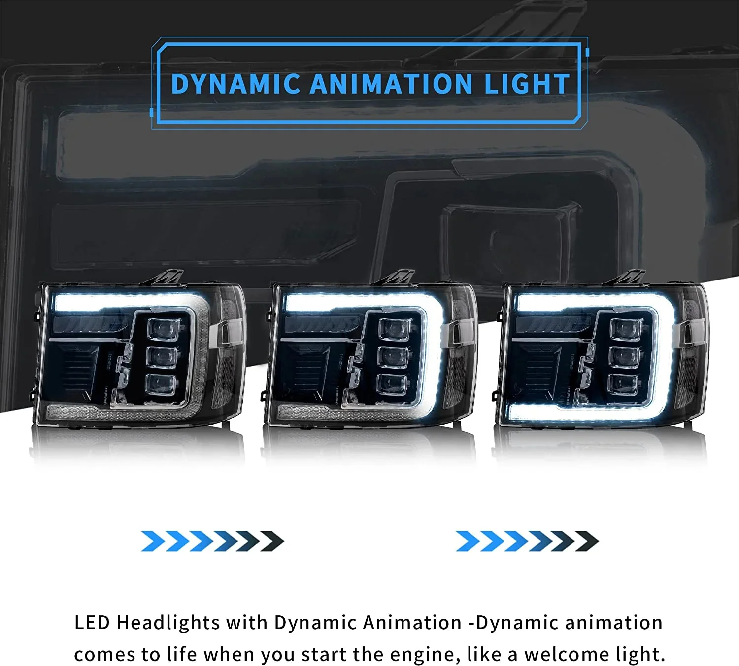 VLAND LED Projector Headlights For GMC Sierra 1500 2500HD 3500HD 2007-2014 With Dynamic DRL - Image 9