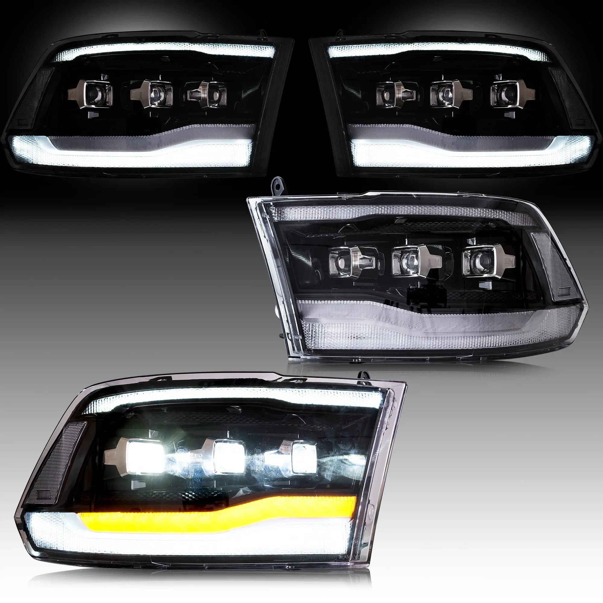 VLAND LED Projector Headlights For RAM 1500 / 2500 / 3500 2009-2018 Ram1500 Classic 2019-2022 [E-MARK./DOT./SAE.] - Image 4