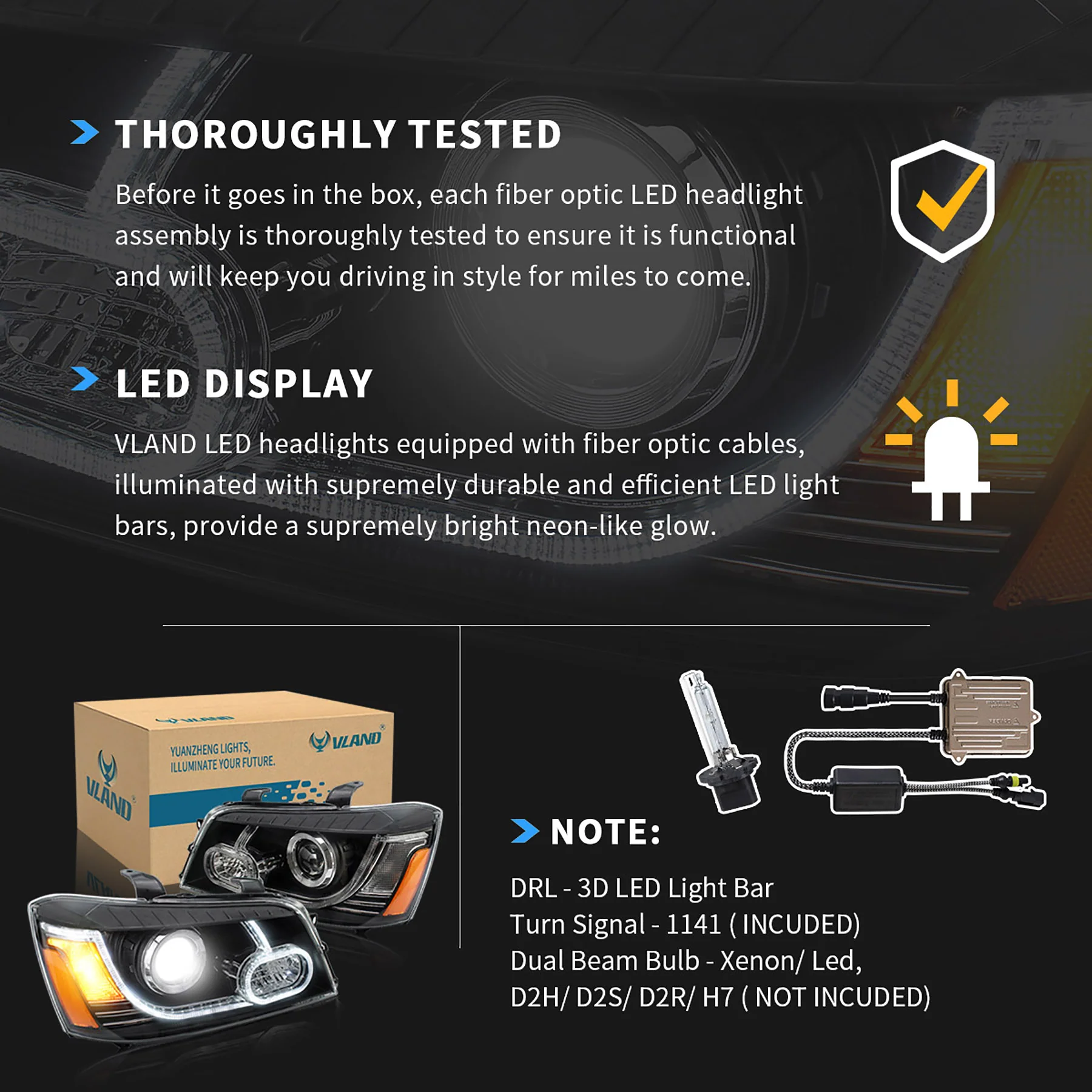 VLAND LED Projector Headlights For Toyota Highlander 2001-2007 1st Gen XU20 - Image 15