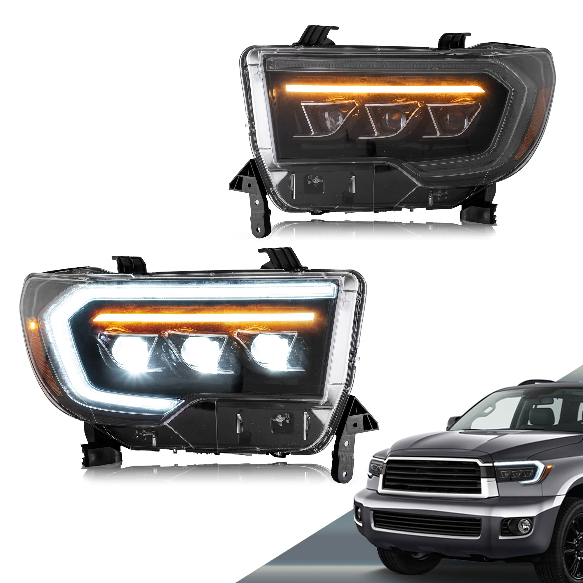 VLAND LED Projector Headlights For Toyota Tundra 2007-2013 & Toyota Sequoia 2008-2020 Front Lights [SAE./DOT.] - Image 3