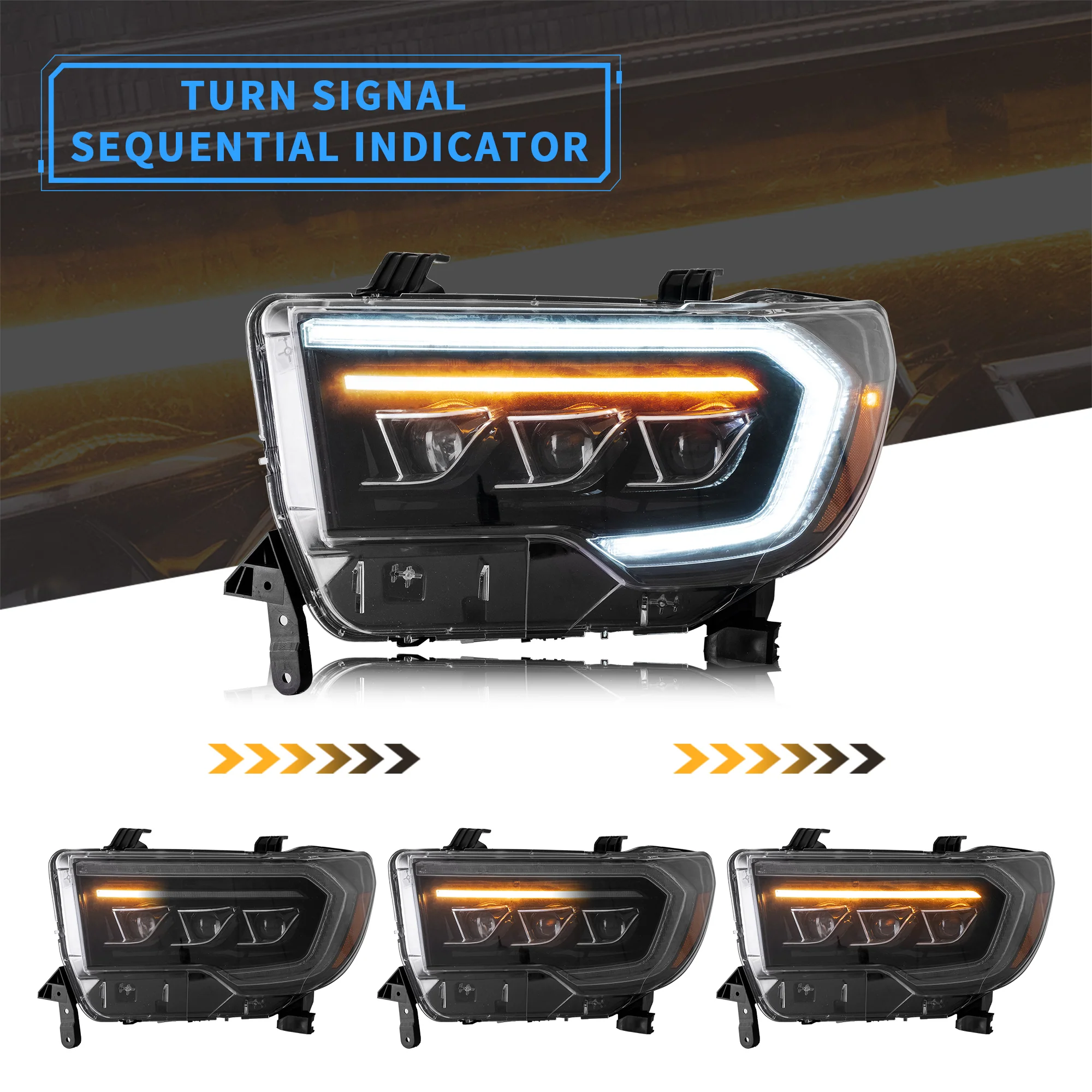 VLAND LED Projector Headlights For Toyota Tundra 2007-2013 & Toyota Sequoia 2008-2020 Front Lights [SAE./DOT.] - Image 6