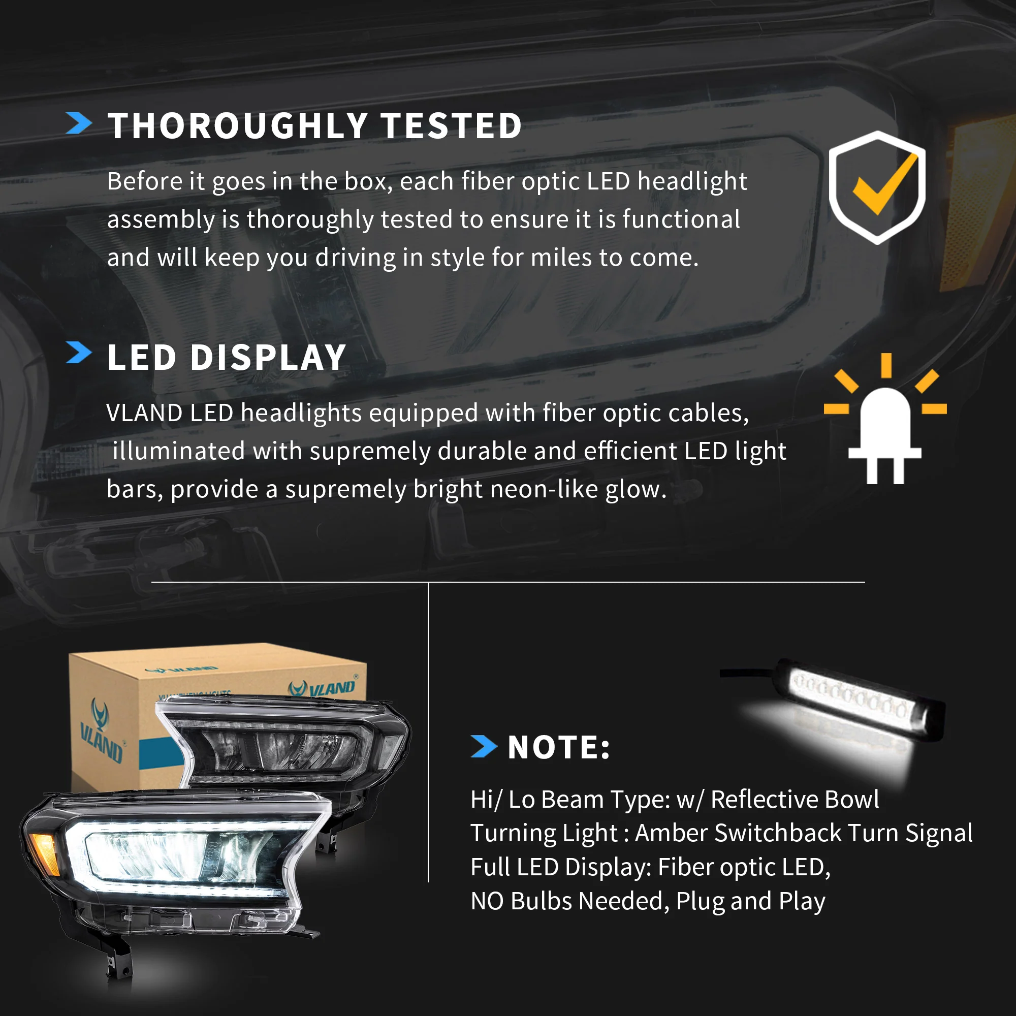 VLAND Full LED Headlights For Ford Ranger T6 Raptor & Wildtrak 2019-2022 (Fits For US Version) [E-MARK./DOT./SAE.] - Image 21