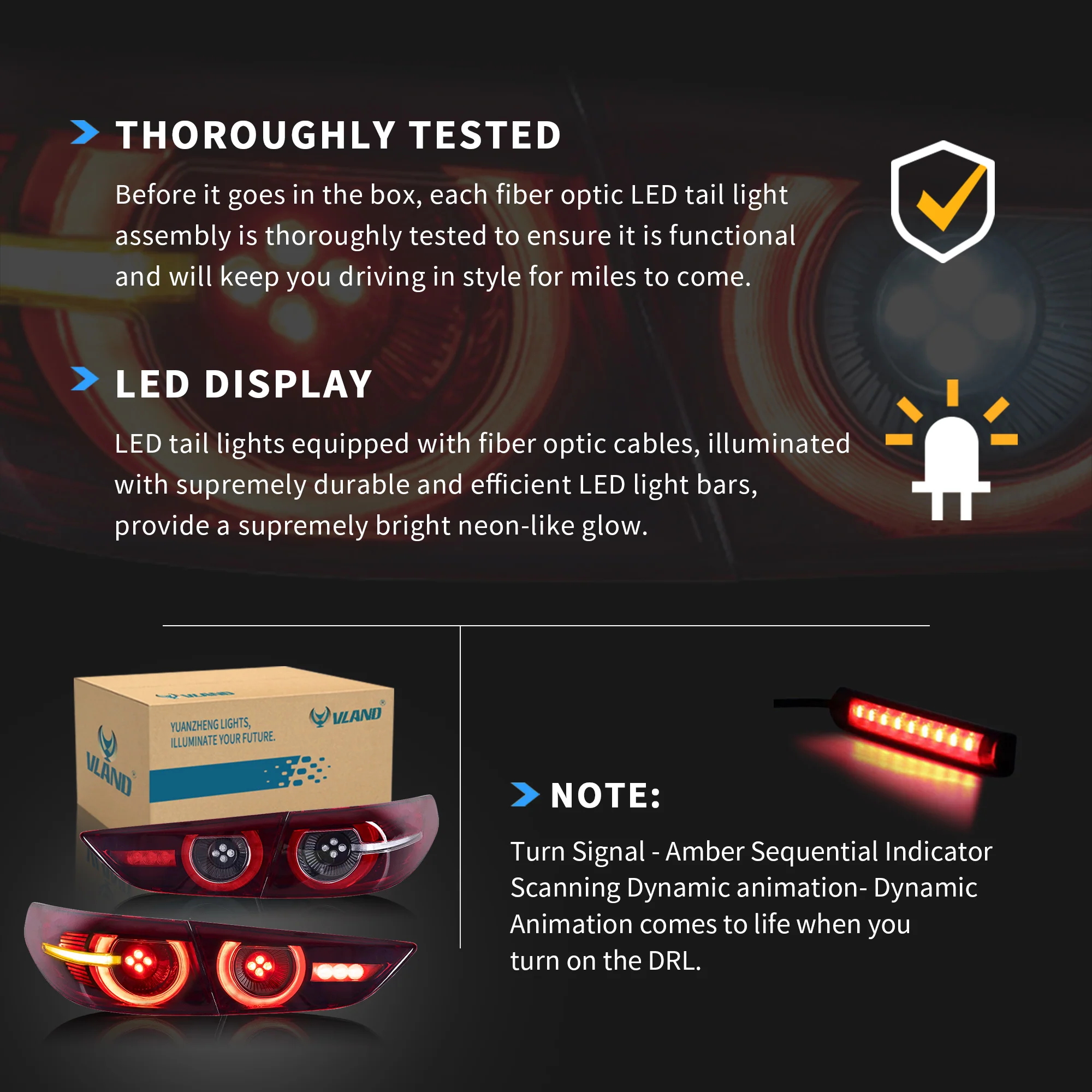VLAND LED Tail Lights For Mazda 3/Mazda Axela Sedan 2019-2023 4th Gen - Image 22
