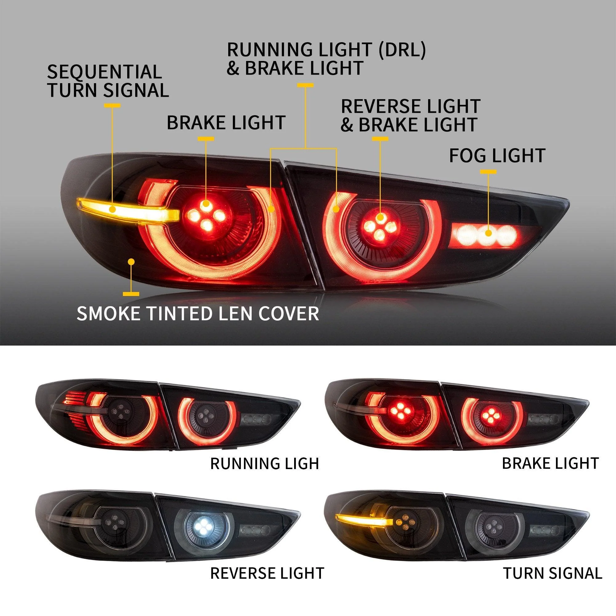 VLAND LED Tail Lights For Mazda 3/Mazda Axela Sedan 2019-2023 4th Gen - Image 6