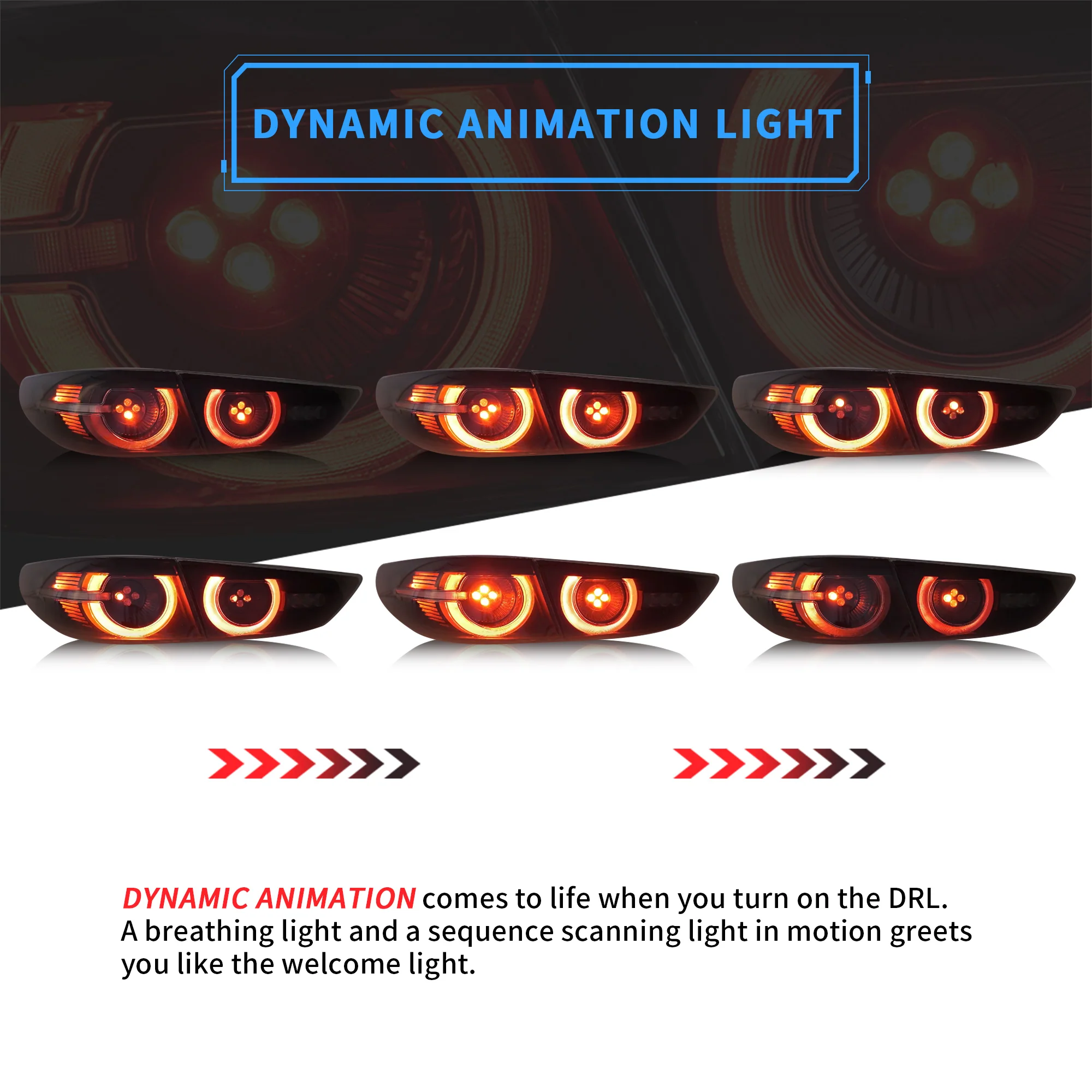 VLAND LED Tail Lights For Mazda 3/Mazda Axela Sedan 2019-2023 4th Gen - Image 8