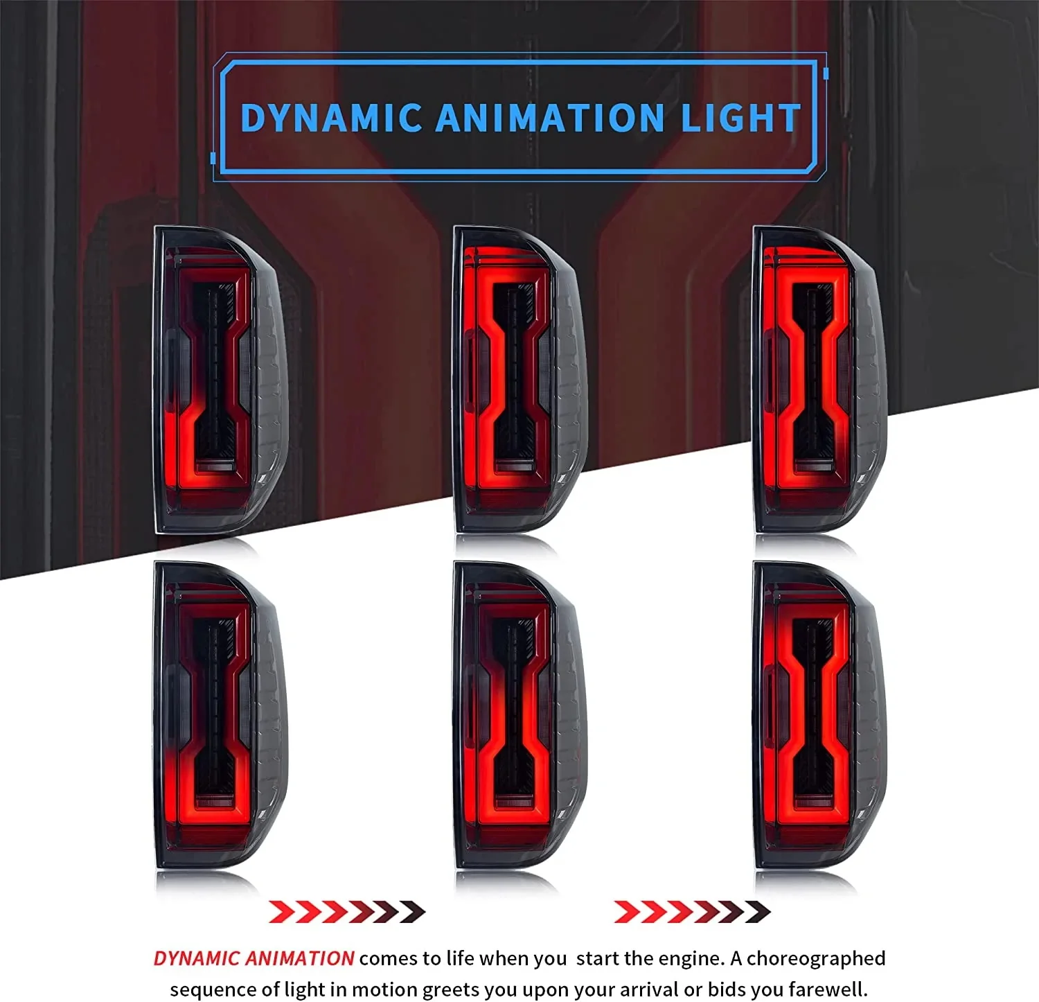 VLAND LED Tail Lights For Toyota Tundra 2014-2020 with Startup Animation DRL Rear Lamps Smoked - Image 4