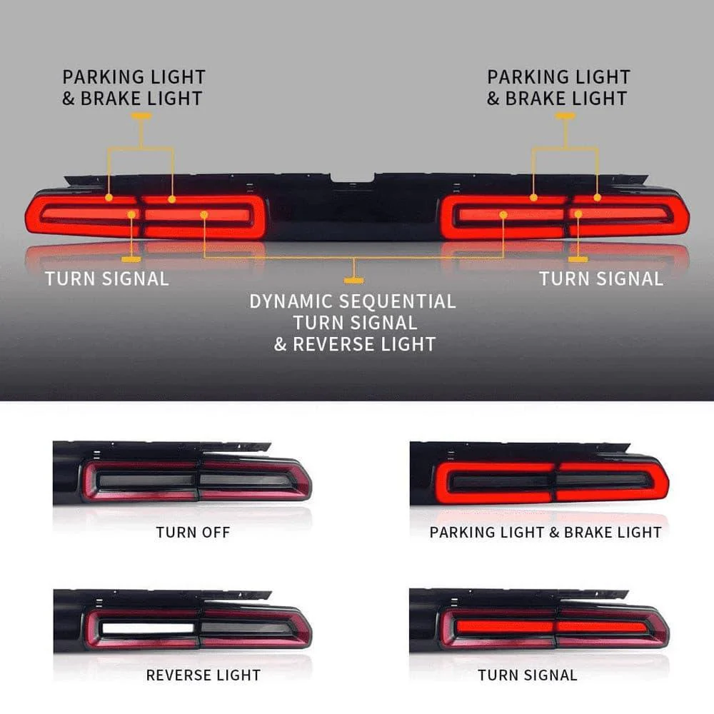 VLAND LED Tail Lights For Dodge Challenger 2008-2014 With Sequential Indicators Turn Signals - Image 5