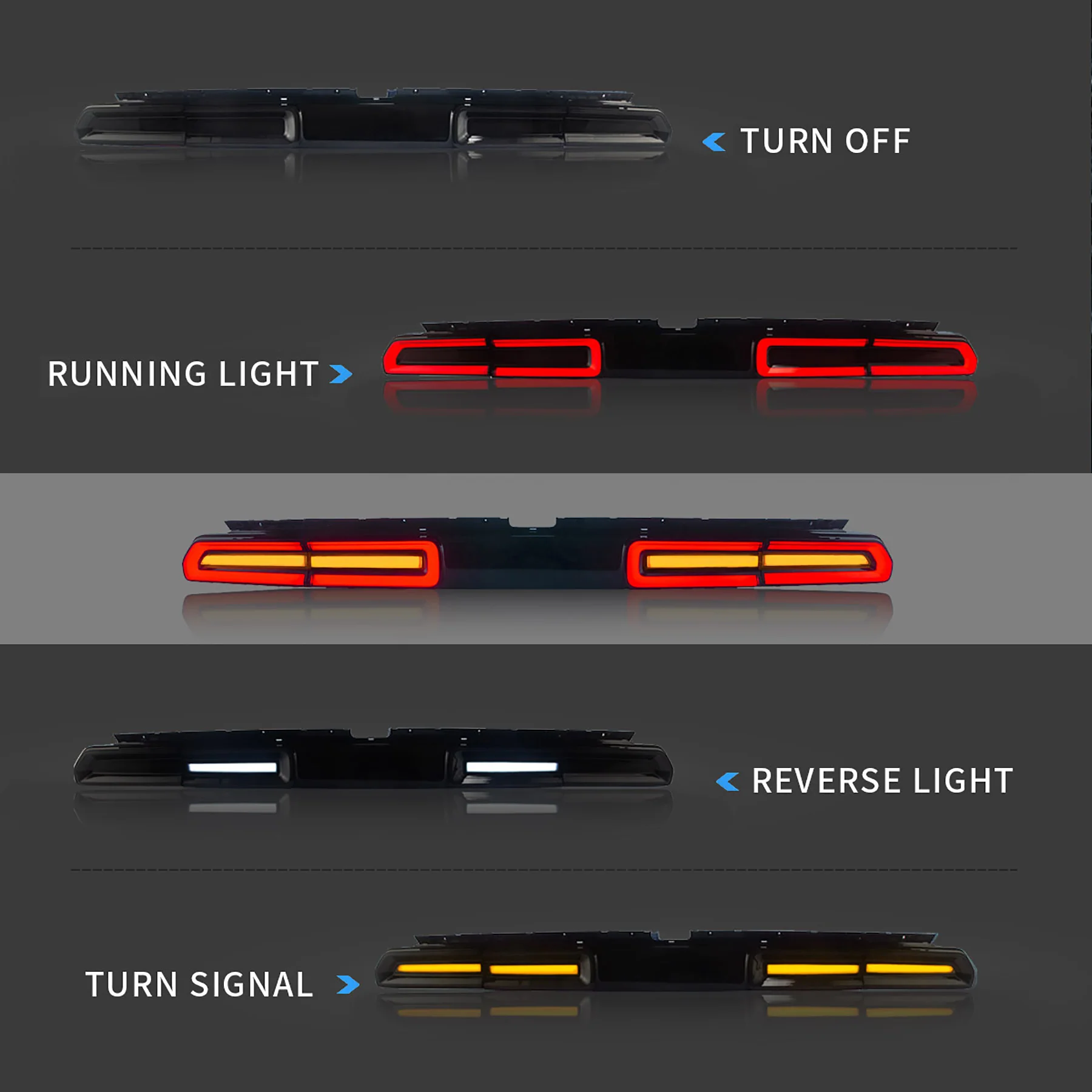 VLAND LED Tail Lights For Dodge Challenger 2008-2014 With Sequential Indicators Turn Signals - Image 7