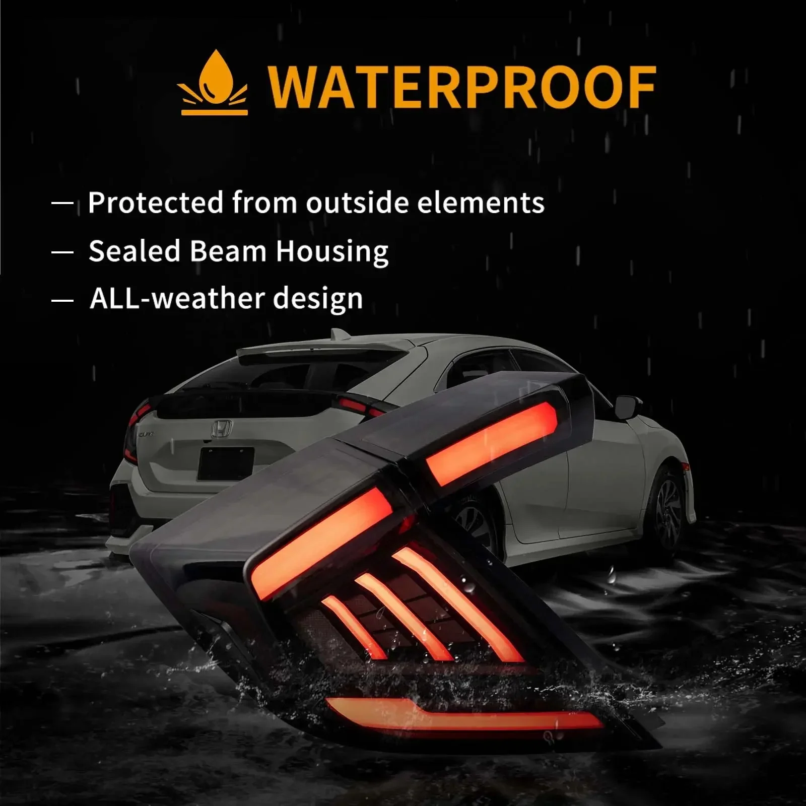 VLAND LED Taillights For Honda Civic Hatchback LX Sport EX 2016-2021 (5 Door, 10th Gen) Rear Lamps - Image 6
