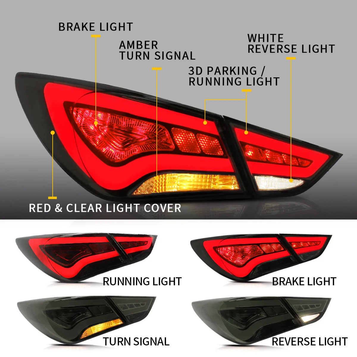 VLAND Tail Lights For Hyundai Sonata 6th Gen Sedan 2011-2014 - Image 4