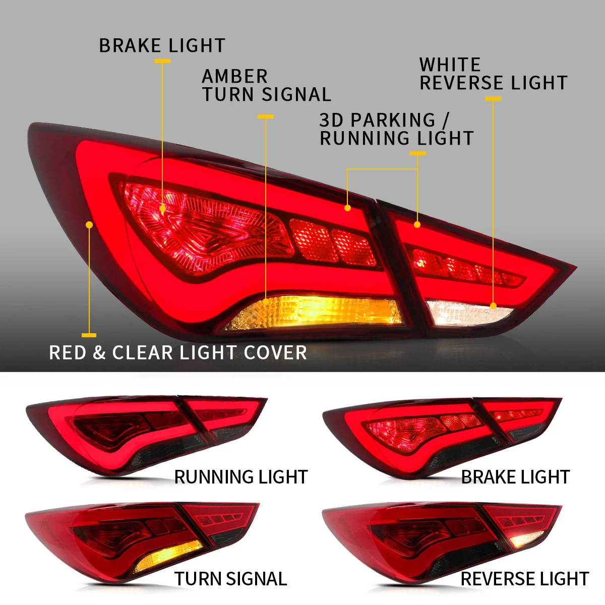 VLAND Tail Lights For Hyundai Sonata 6th Gen Sedan 2011-2014 - Image 5