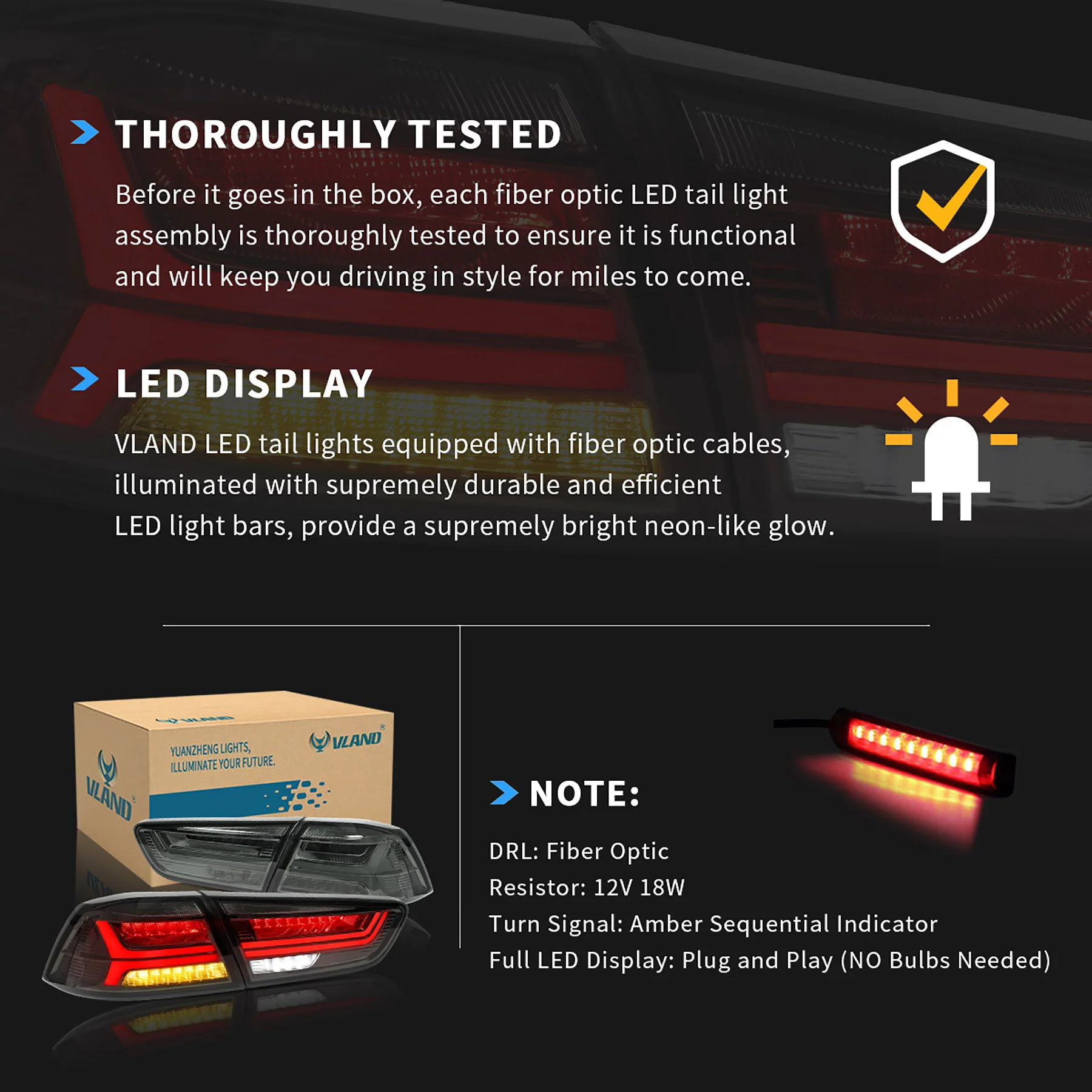 VLAND LED Tail Lights For Mitsubishi Lancer EVO X 2008-2018 With Sequential Indicators - Image 13