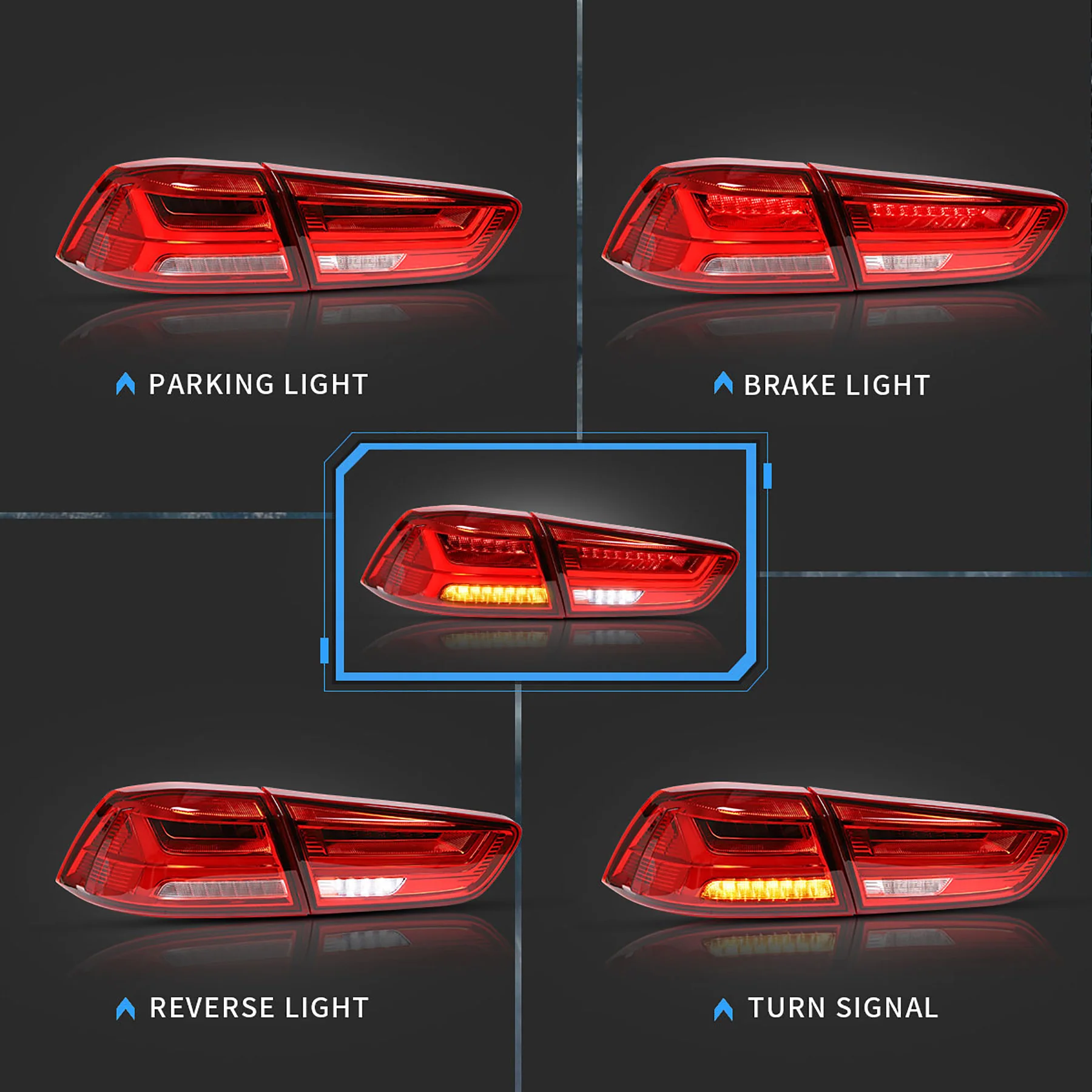 VLAND LED Tail Lights For Mitsubishi Lancer EVO X 2008-2018 With Sequential Indicators - Image 5