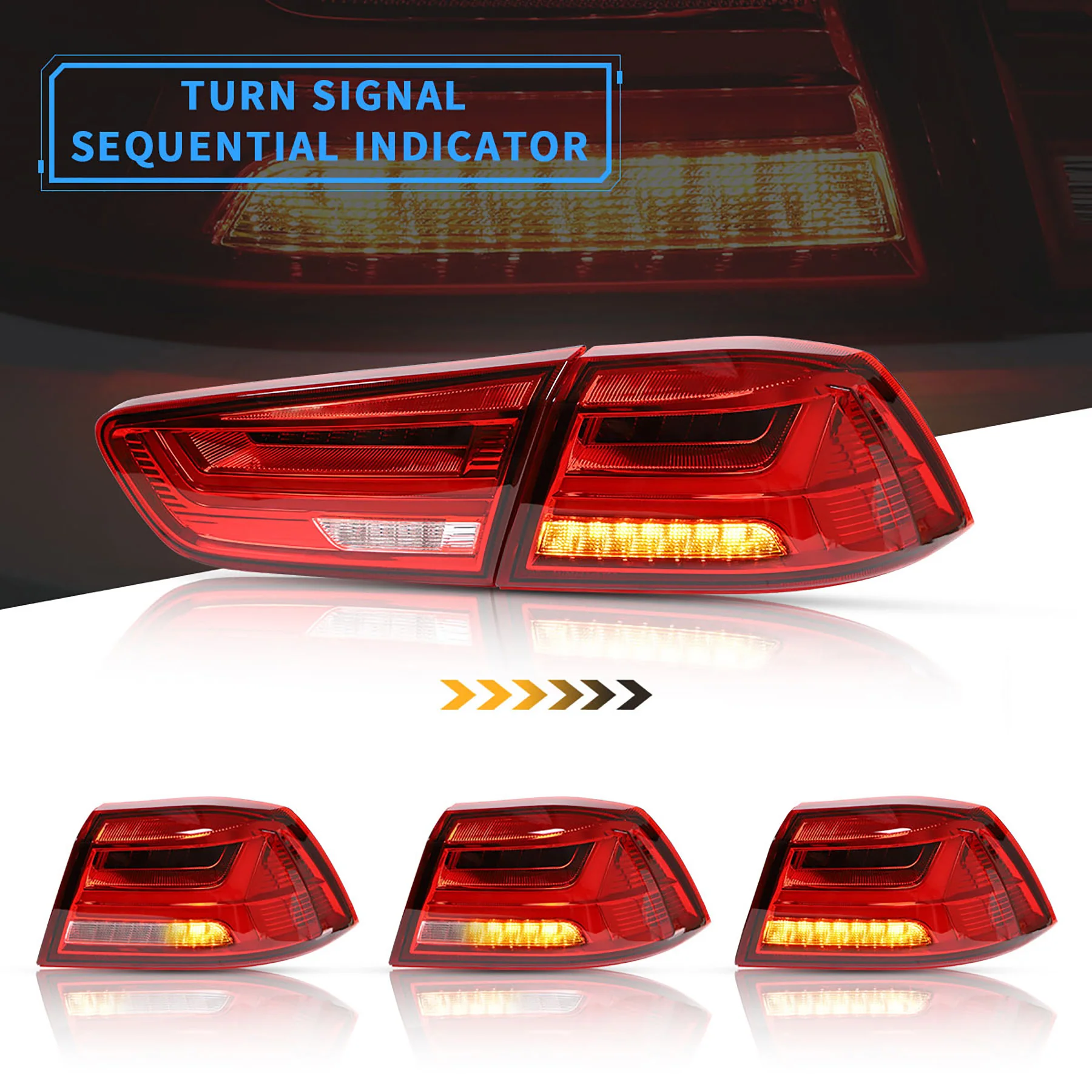 VLAND LED Tail Lights For Mitsubishi Lancer EVO X 2008-2018 With Sequential Indicators - Image 7
