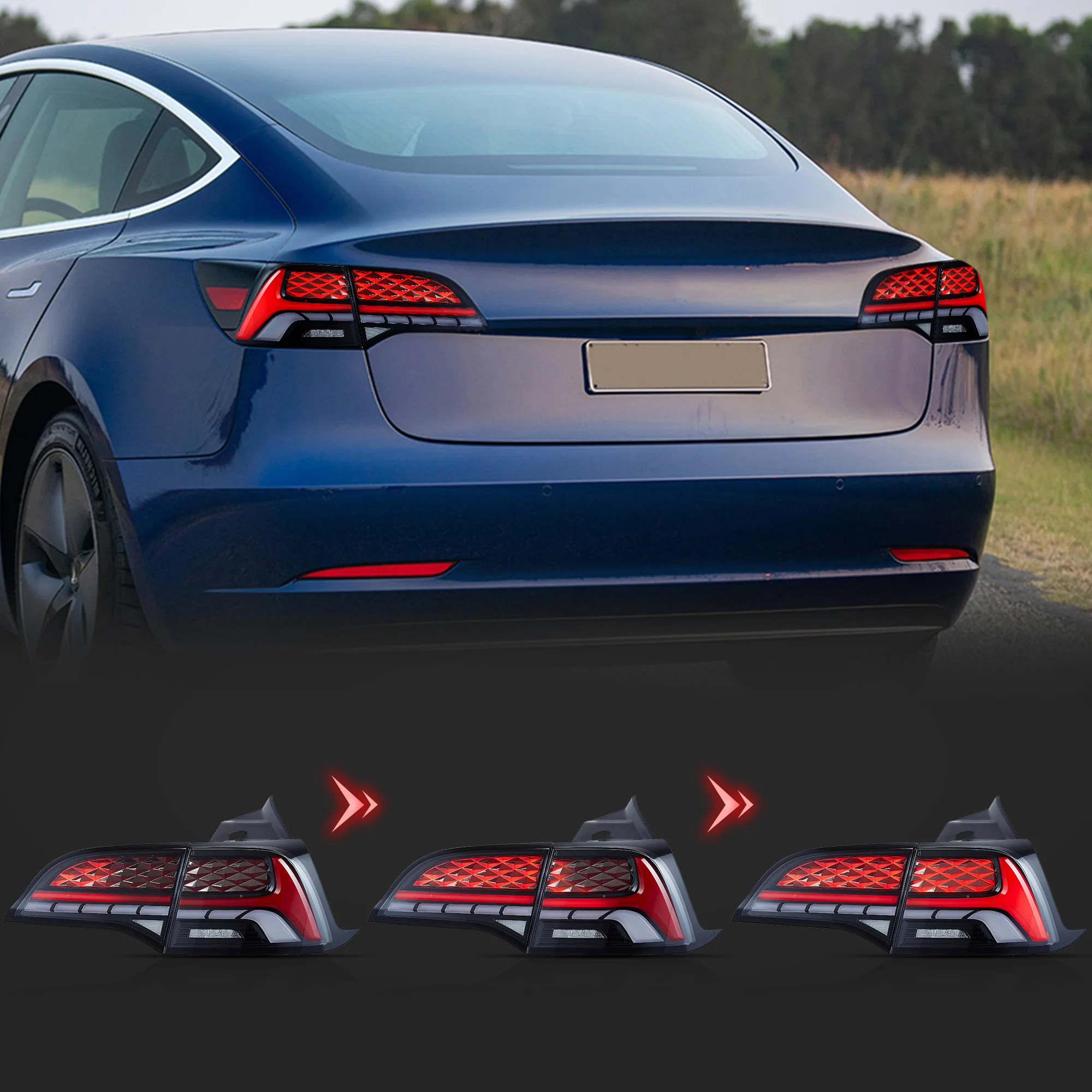 VLAND LED Taillights For Tesla Model 3 & Model Y 2017-2023 [DOT.  E-MARK.] - Image 9